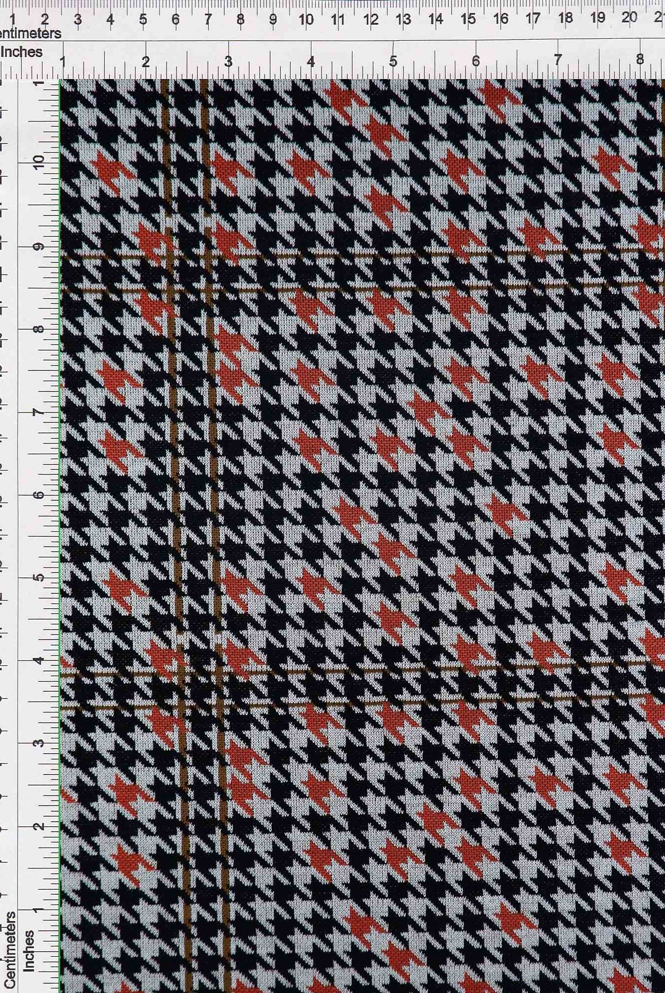 KNT4212 BLACK/ORANGE DOUBLE KNIT JACQUARD PLAID POLYESTER RAYON SOLID-B SPANDEX STRETCH YARN DYED