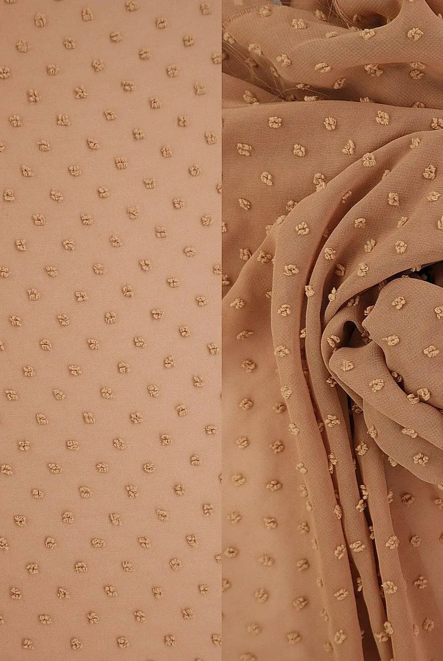 HIMLT-3132 TAN BLOUSE BROWN CHIFFON CREAM DOT DRESS HI-MULTI NON STRETCH POLYESTER SKIRTS SOLID SWISS TOPS WOVEN