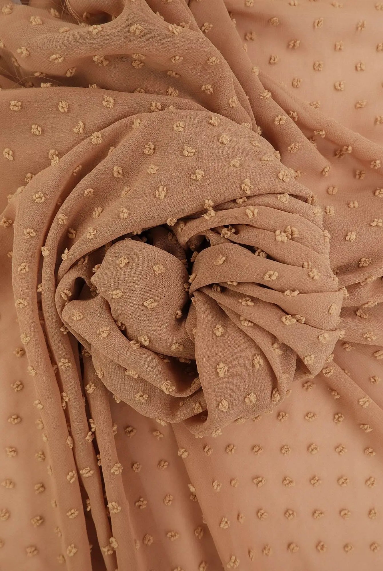 HIMLT-3132 TAN BLOUSE BROWN CHIFFON CREAM DOT DRESS HI-MULTI NON STRETCH POLYESTER SKIRTS SOLID SWISS TOPS WOVEN