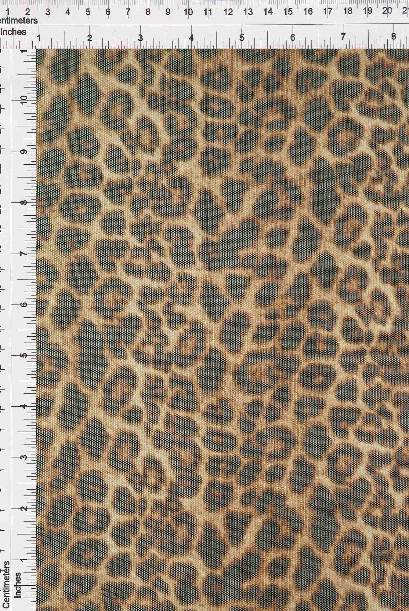 MESH-SE20351 BROWN ANIMAL BLACK BROWN LEOPARD MESH POLYESTER PRINT SPANDEX