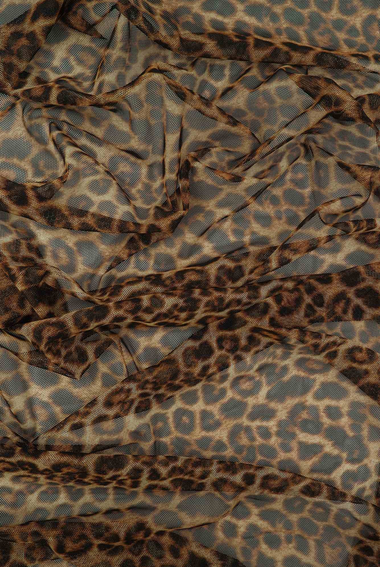 MESH-SE20351 BROWN ANIMAL BLACK BROWN LEOPARD MESH POLYESTER PRINT SPANDEX