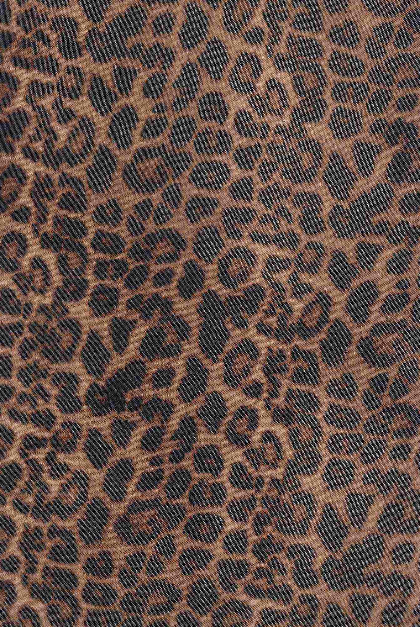 MESH-SE20351 BROWN ANIMAL BLACK BROWN LEOPARD MESH POLYESTER PRINT SPANDEX