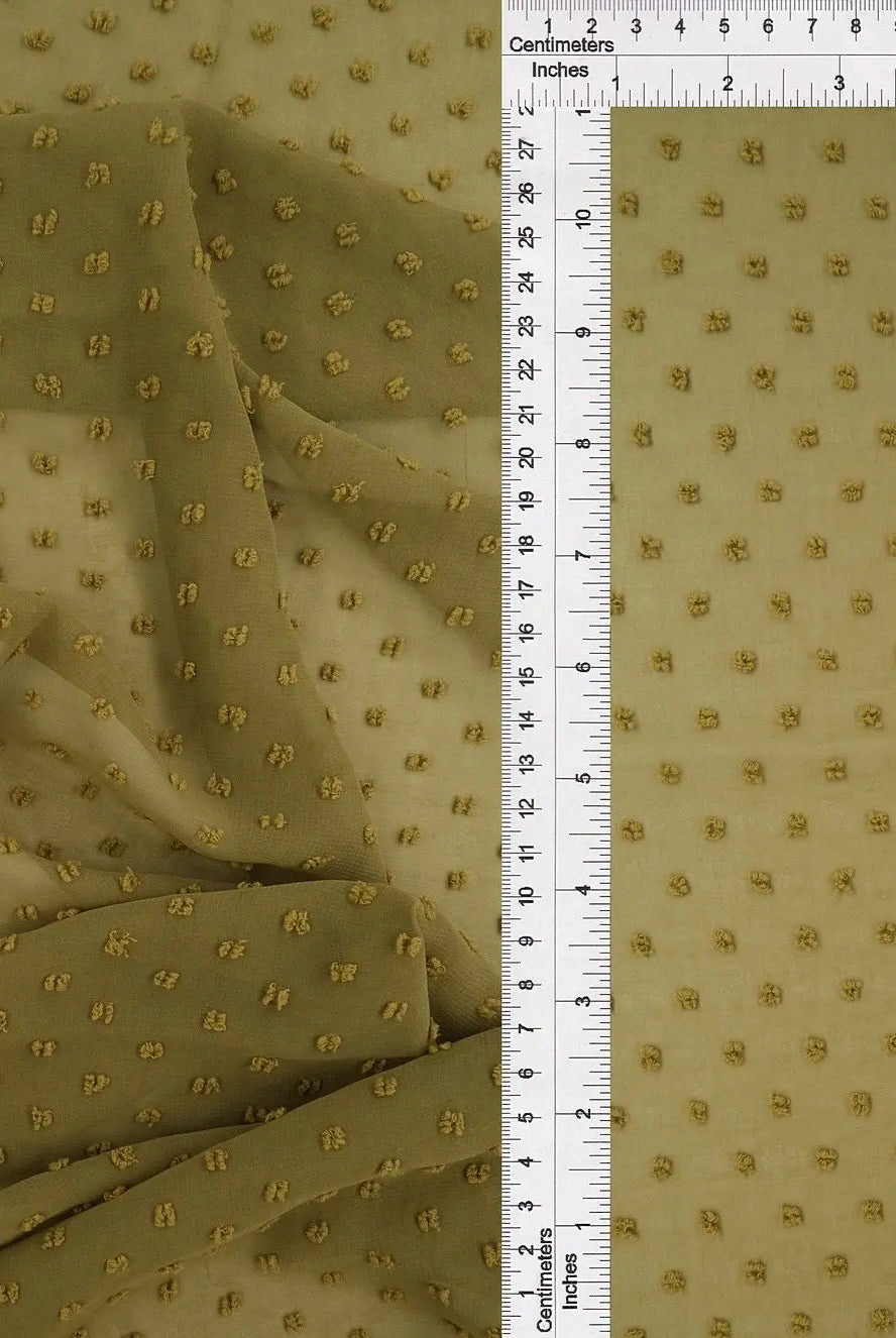 HIMLT-3132 OLIVE LT BLOUSE CHIFFON DOT DRESS GREEN HI-MULTI NON STRETCH POLYESTER SKIRTS SOLID SWISS TOPS WOVEN