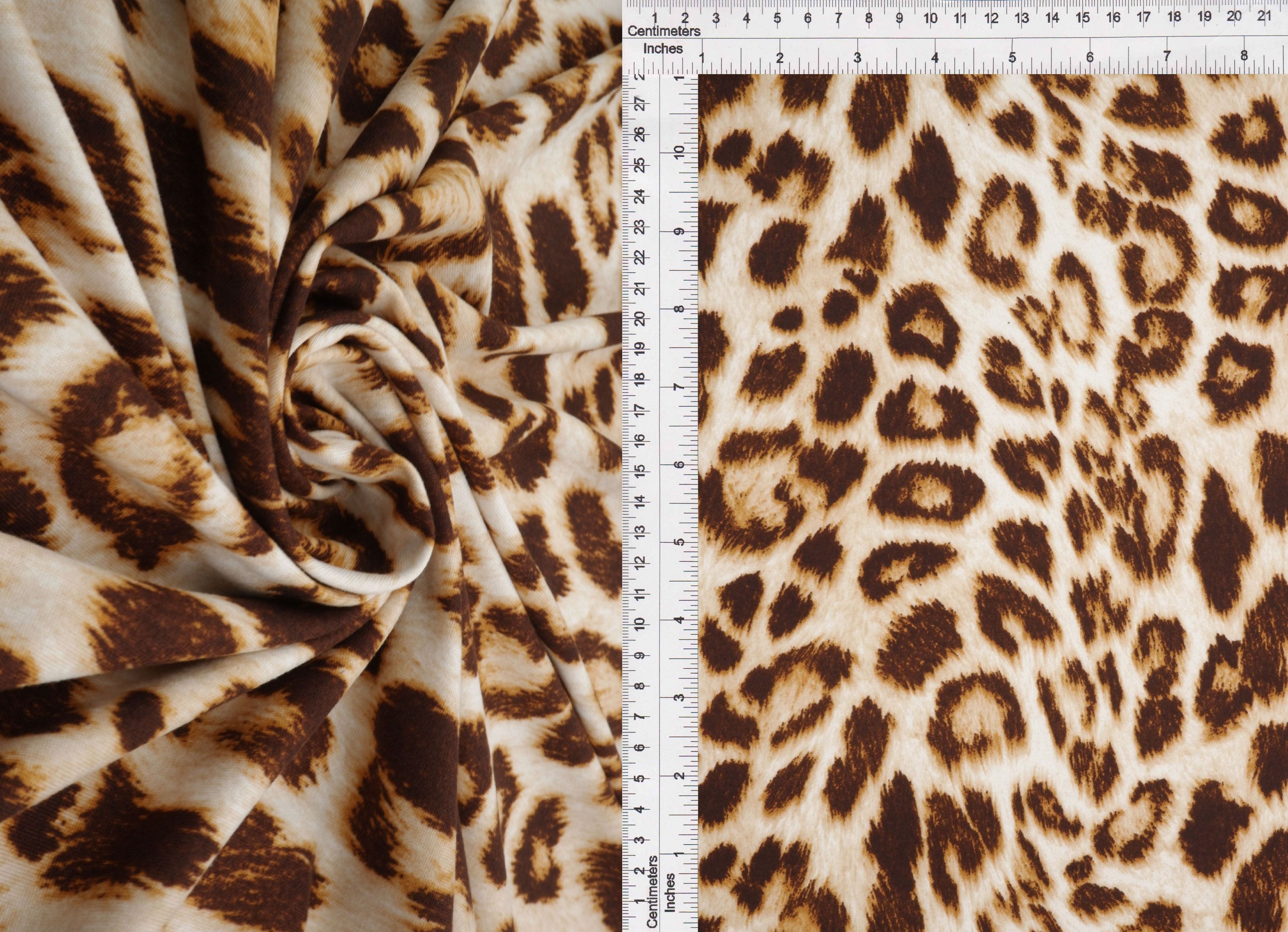 DTY Brushed Animal Print Stretch Knit Fabric - KNT2100-SE20352 - Fabric Selection WS