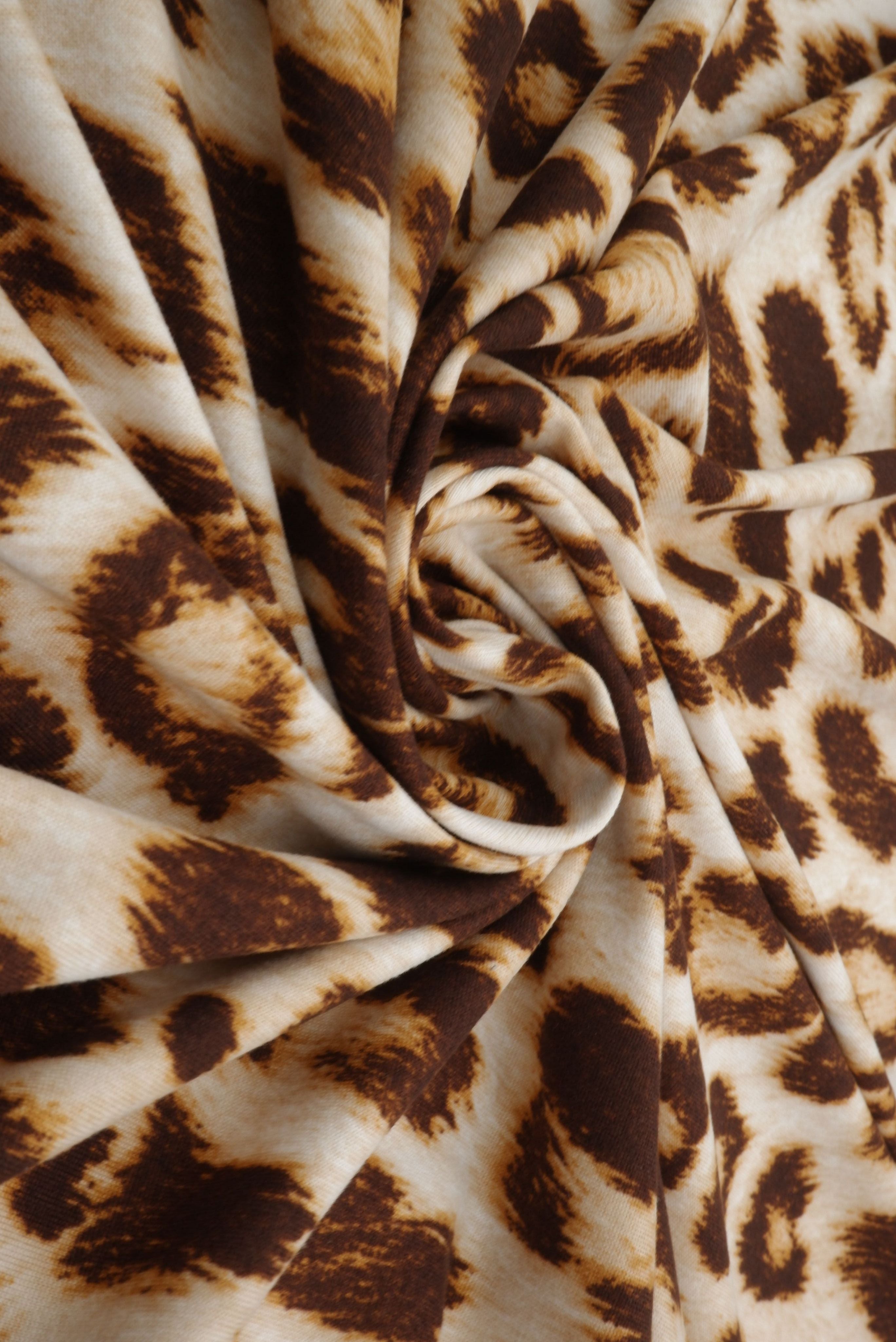 DTY Brushed Animal Print Stretch Knit Fabric - KNT2100-SE20352 - Fabric Selection WS