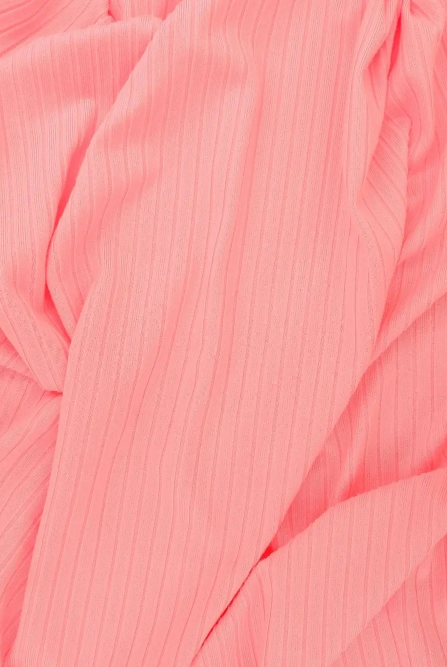 KNT4135 PINK ACTIVEWEAR BIKER SHORTS BODYSUIT BOTTOMS CAMI DRESS KNIT LOUNGEWEAR NO-PRINT PANTS PINK POLYESTER RIB 8X3 SOLID SPANDEX STRETCH SUBLIMATION T-SHIRT TOPS TUNICS YUMMY