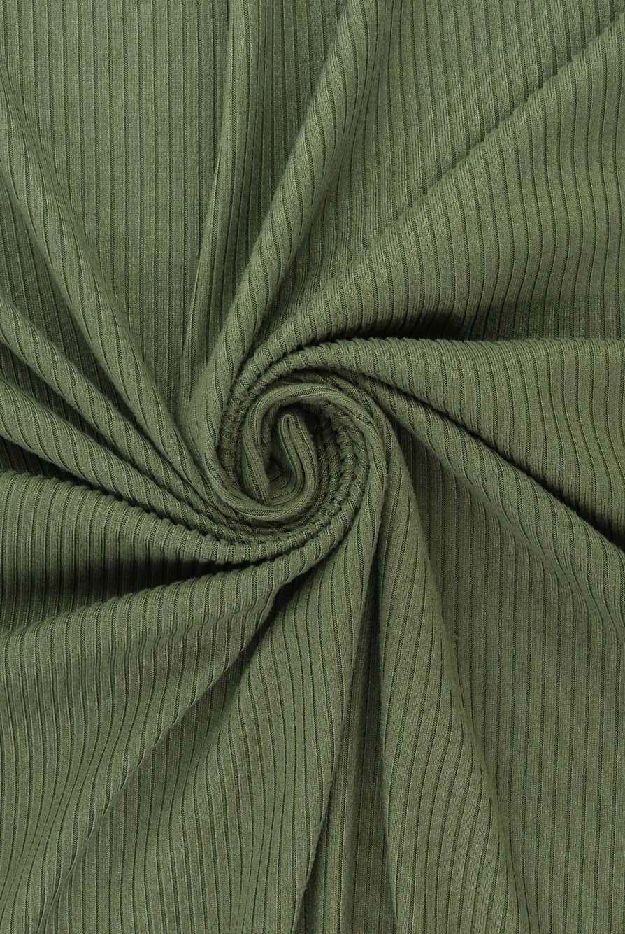 KNT4151 OLIVE VINTAGE BODYSUIT BOTTOMS CAMI DRESS GREEN KNIT NO-PRINT POLYESTER RIB 4X2 SOLID-B SPANDEX STRETCH TOPS YUMMY