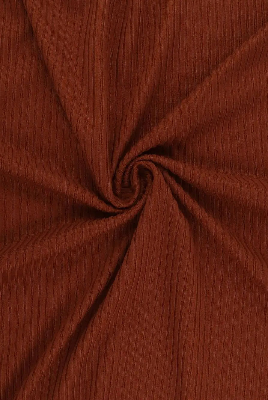 KNT4151 BRICK BODYSUIT BOTTOMS CAMI DRESS KNIT NO-PRINT POLYESTER RIB 4X2 RUST SOLID-B SPANDEX STRETCH TOPS YUMMY