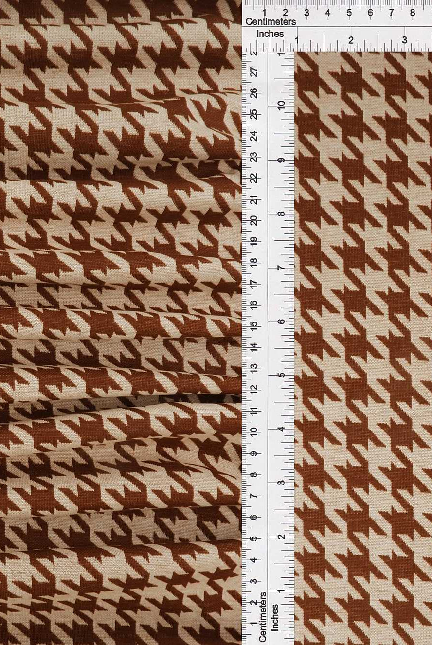 KNT4142 WHITE/COCO BROWN BODYSUIT DRESS HERRINGBONE HOUNDSTOOTH JACQUARD KNIT PANTS POLYESTER SKIRTS SOLID-B SPANDEX STRETCH TUNICS YARN DYED