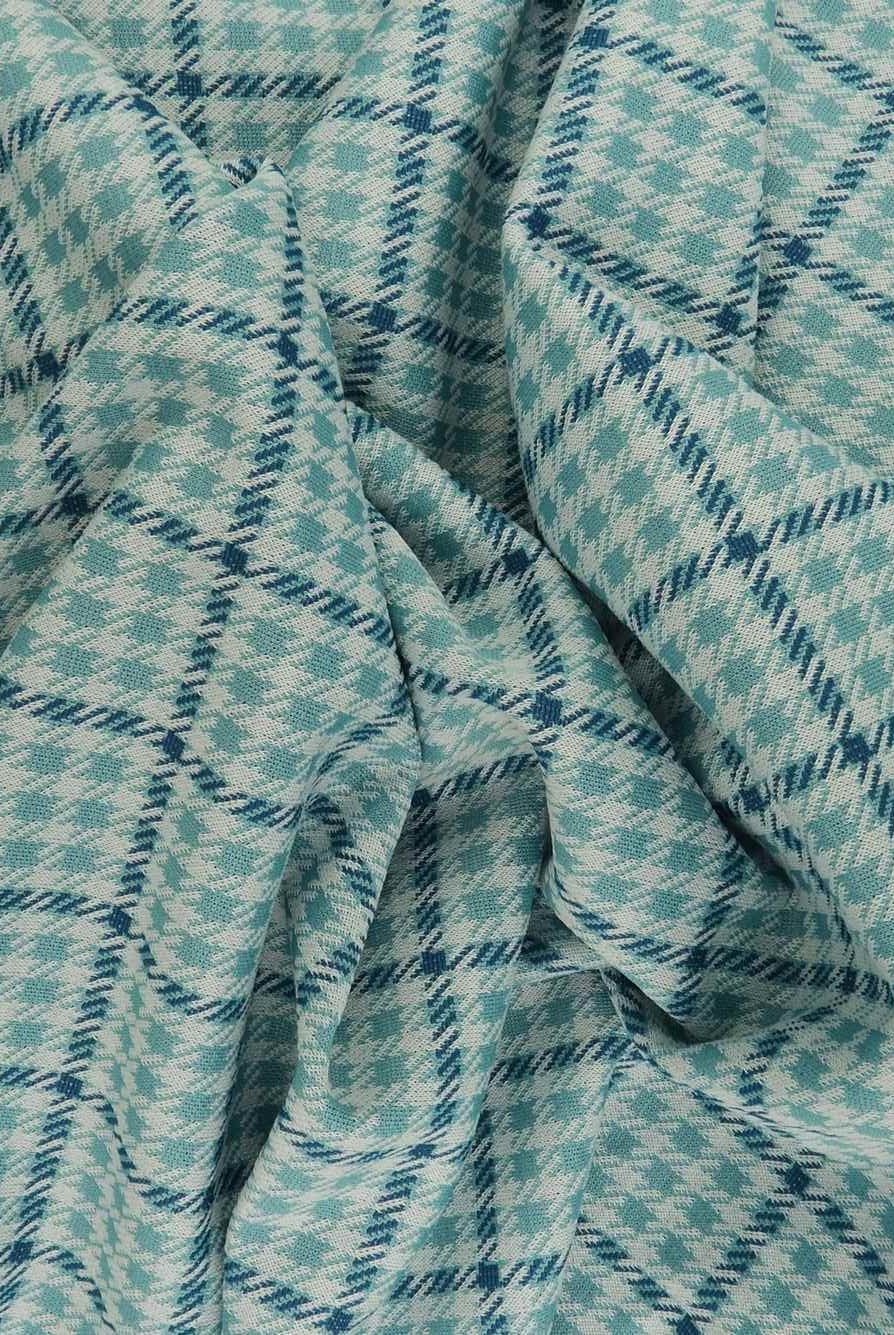 KNT4211 TURQUOISE/BLUE BODYSUIT DOUBLE KNIT DRESS JACQUARD PANTS PLAID POLYESTER RAYON SKIRTS SOLID-B SPANDEX STRETCH TUNICS YARN DYED