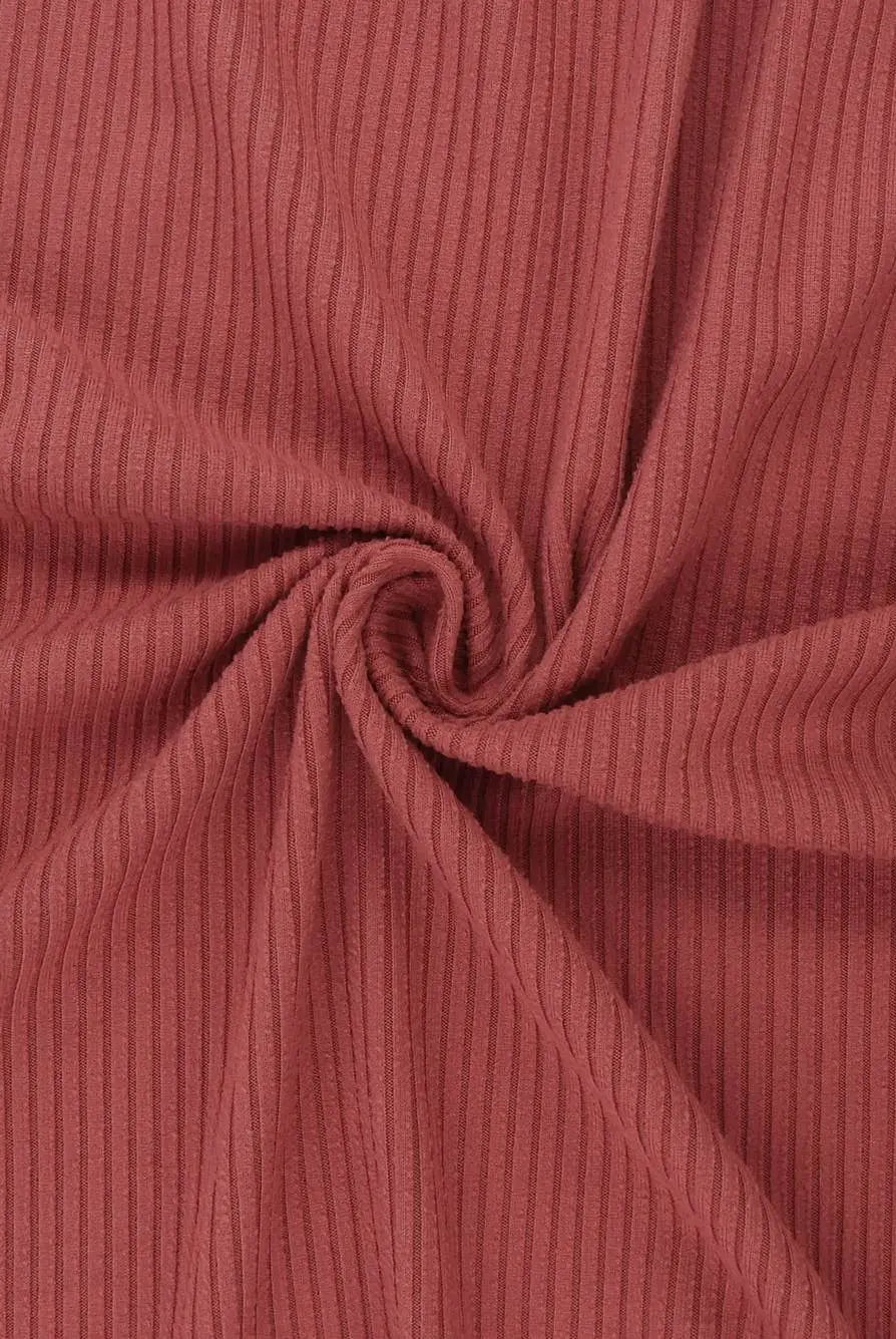 KNT4151 MELLOW MAUVE BODYSUIT DRESS KNIT LOUNGEWEAR NO-PRINT POLYESTER RIB 4X2 ROSE SOLID-B SPANDEX STRETCH TOPS YUMMY