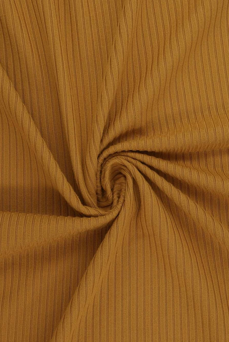 KNT4151 HONEY MUSTARD BODYSUIT DRESS KNIT LOUNGEWEAR MUSTARD NO-PRINT POLYESTER RIB 4X2 SOLID-B SPANDEX STRETCH TOPS YUMMY