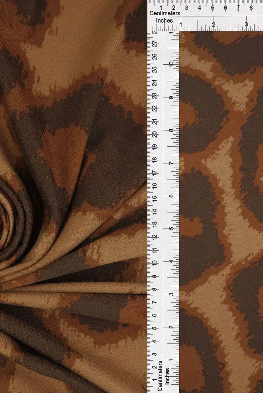 KNT2100-SE90343 RUST ANIMAL BLOUSE BOTTOMS CAMI DRESS DTY BRUSHED KNIT LOUNGEWEAR POLYESTER PRINT RUST SPANDEX STRETCH TOPS