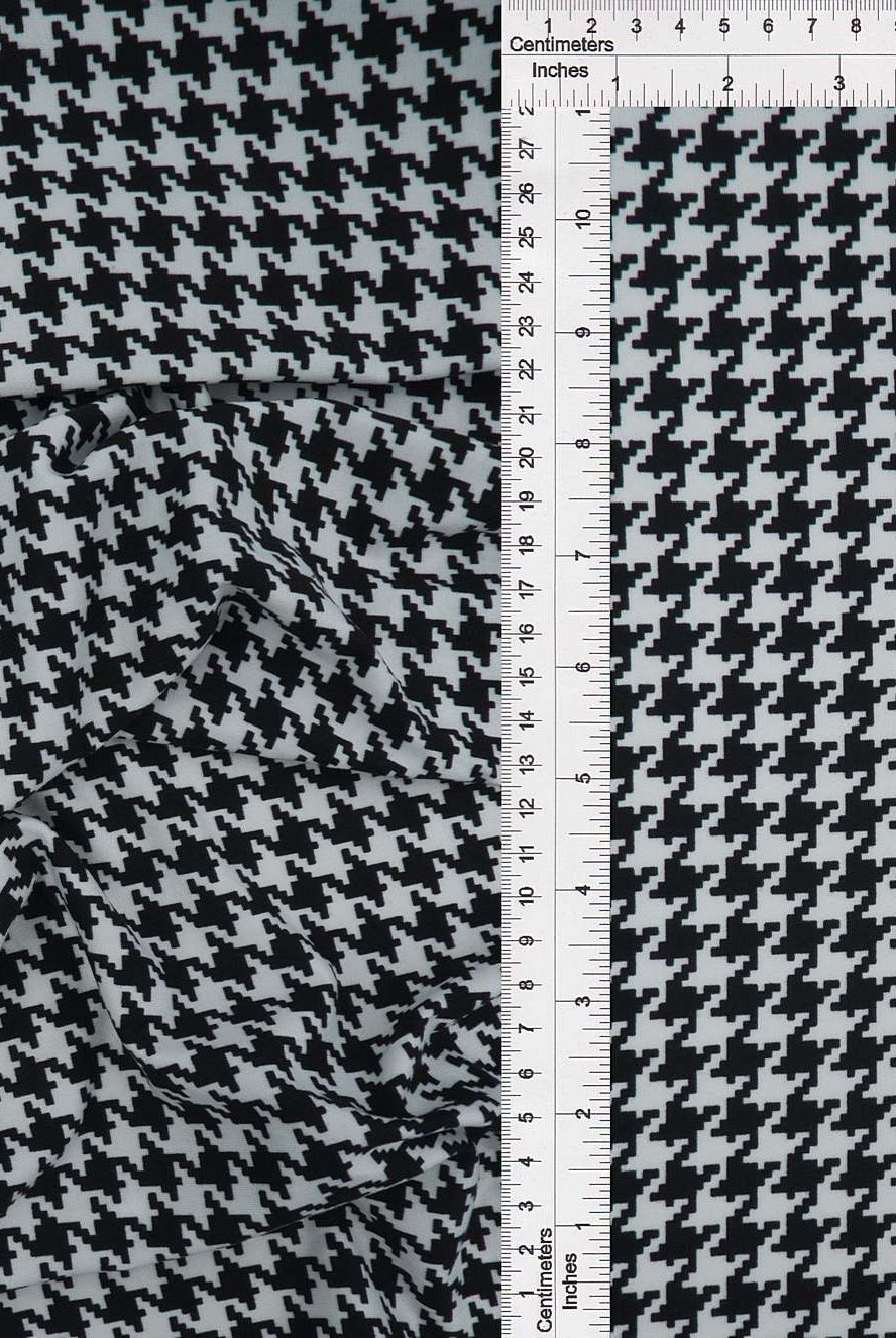 KNT2100-DU187 BLACK BIKER SHORTS BLACK BODYSUIT CAMI DTY BRUSHED HOUNDSTOOTH KNIT POLYESTER PRINT SPANDEX STRETCH WHITE