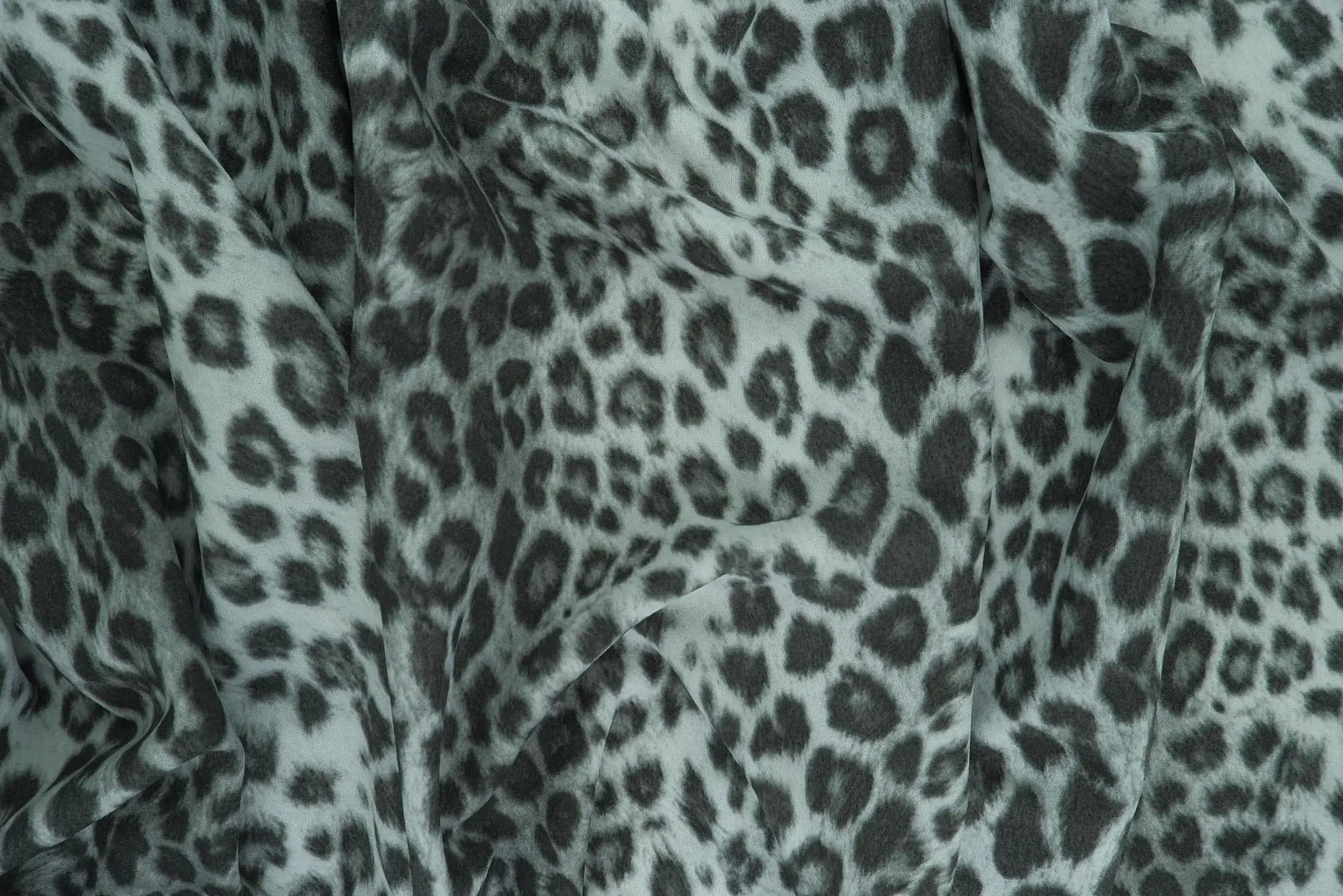 KNT3971-SE41227 GREY/CHARCOAL ANIMAL BLOUSE CHEETAH CREPE DRESS KNIT LEOPARD POLYESTER PRINT SKIRTS SPANDEX STRETCH TECHNO TOPS