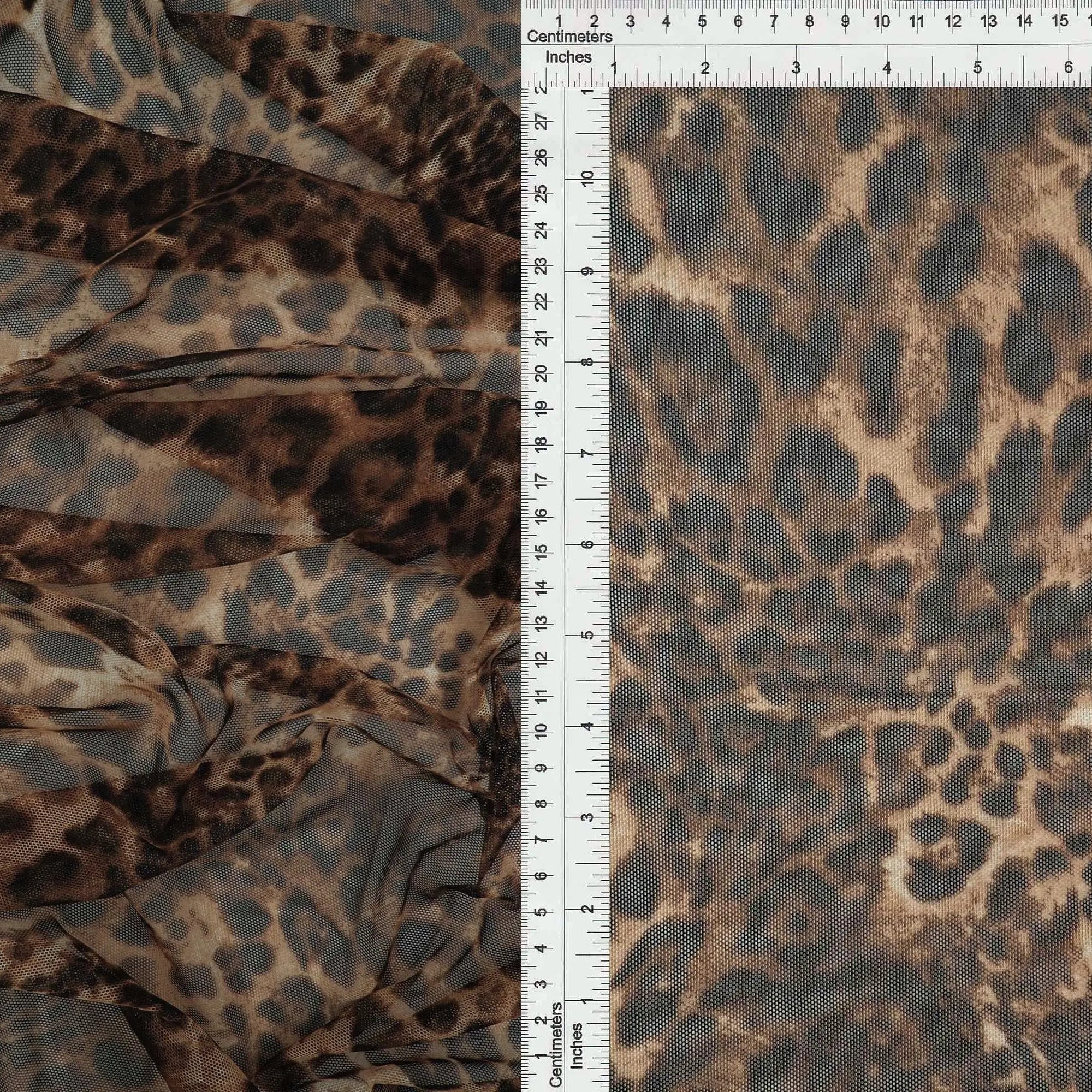 MESH-DU536 MOCHA/BROWN ANIMAL BLOUSE BODYSUIT CAMI FLOCKING LOUNGEWEAR MESH POLYESTER PRINT SPANDEX STRETCH TOPS TUNICS