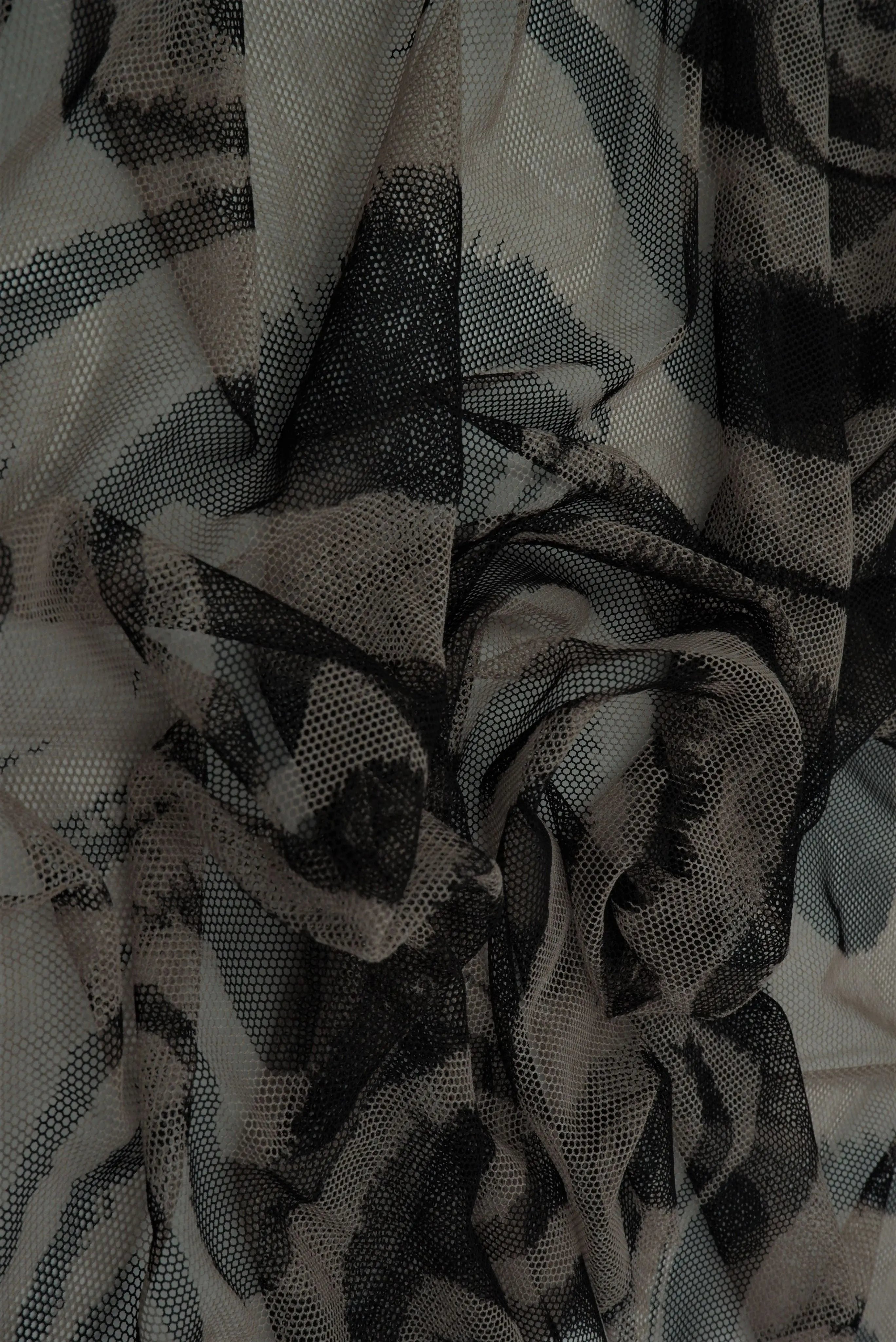 MESH-Q11201 SAND/BLK BLACK BLOUSE BODYSUIT BROWN CAMI FLOCKING GEOMETRIC LOUNGEWEAR MESH POLYESTER PRINT SPANDEX STRETCH TOPS TUNICS