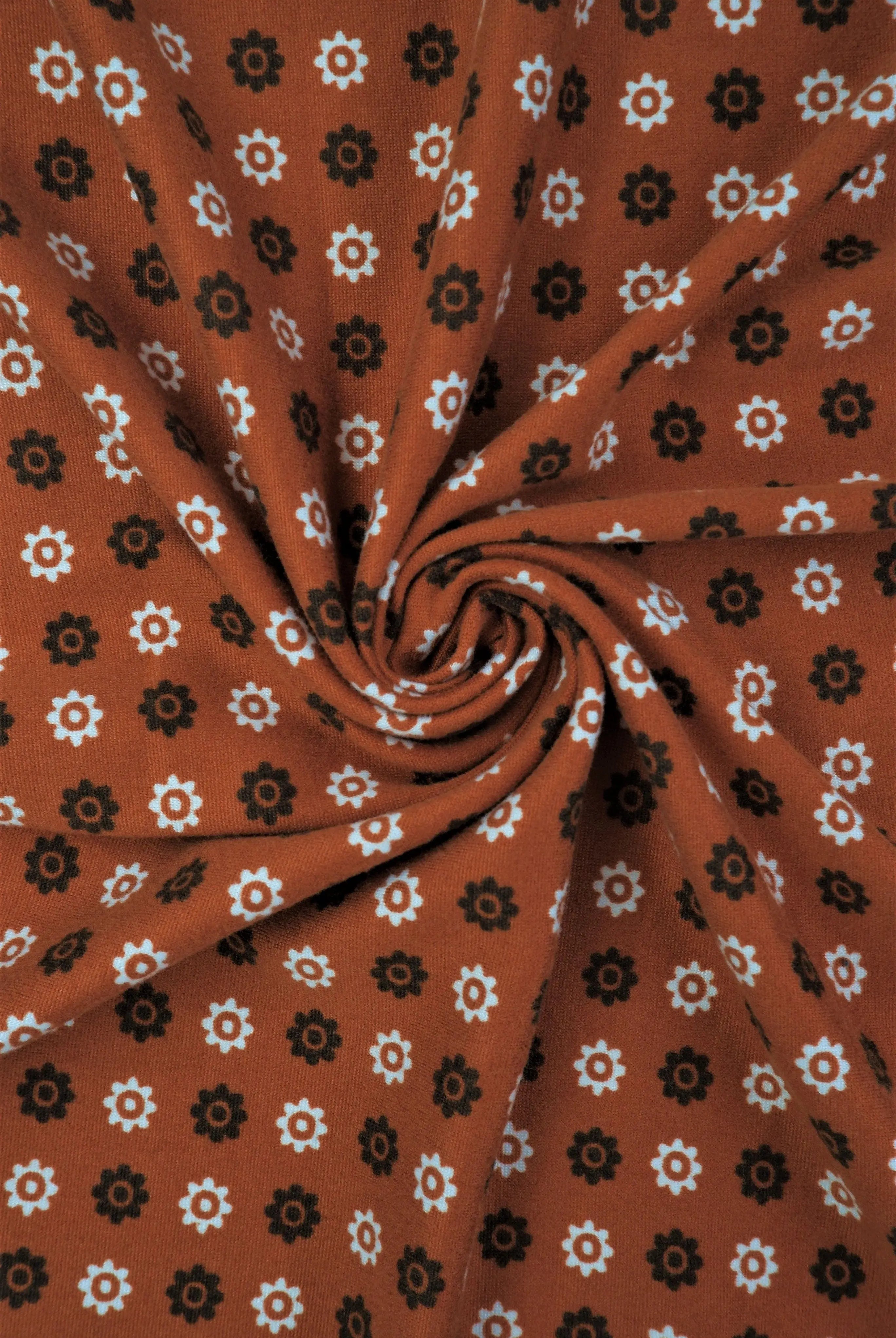 KNT2100-MS10134 RUST FLOWER BIKER SHORTS BLOUSE BODYSUIT BOTTOMS CAMI DAISY DITSY DRESS DTY BRUSHED FLORAL GEO KNIT LOUNGEWEAR PANTS POLYESTER PRINT RUST SKIRTS SPANDEX STRETCH T-SHIRT TOPS TUNICS