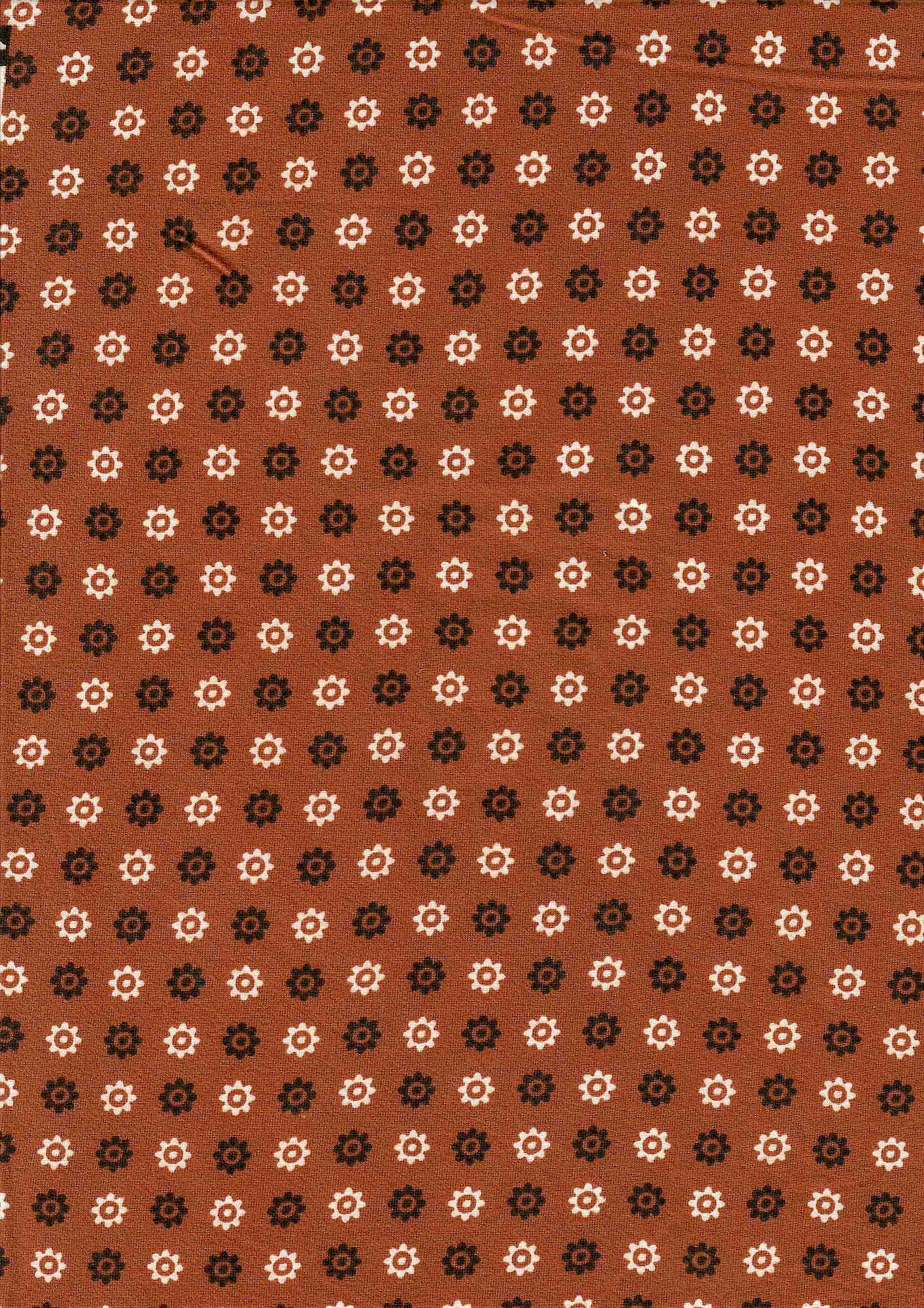 KNT2100-MS10134 RUST FLOWER BIKER SHORTS BLOUSE BODYSUIT BOTTOMS CAMI DAISY DITSY DRESS DTY BRUSHED FLORAL GEO KNIT LOUNGEWEAR PANTS POLYESTER PRINT RUST SKIRTS SPANDEX STRETCH T-SHIRT TOPS TUNICS