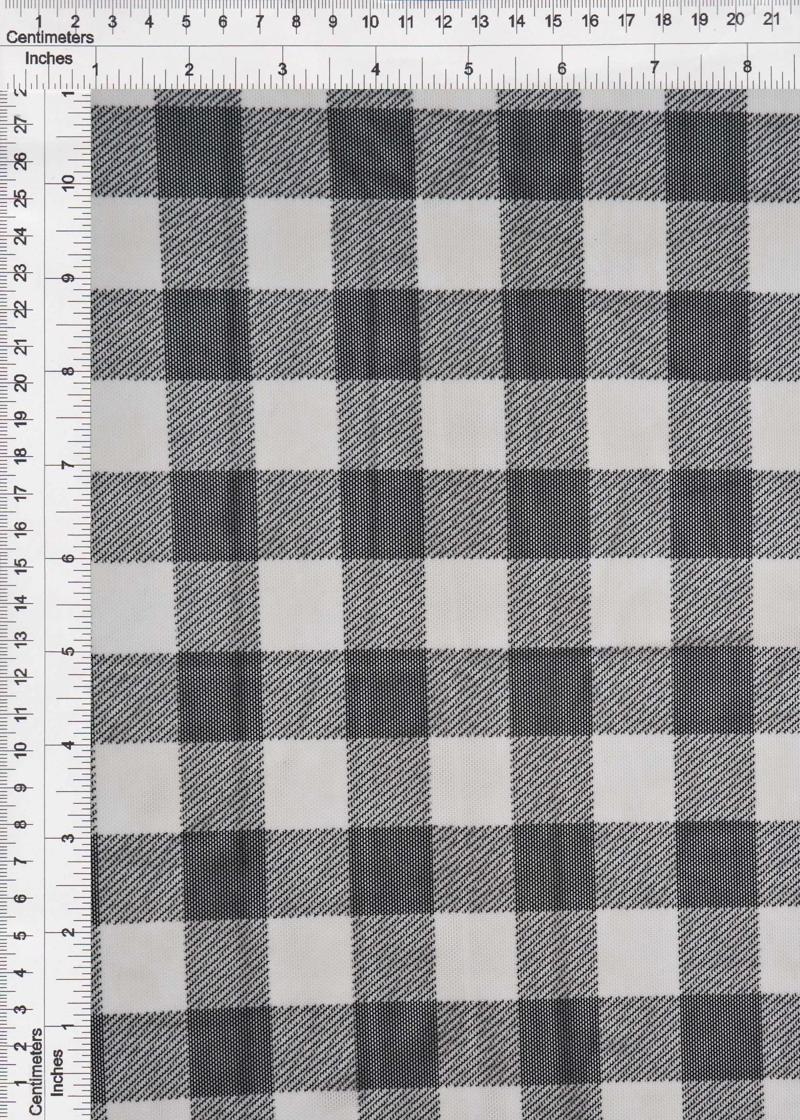 MESH-SE902140 BLACK/WHT BLOUSE BODYSUIT CAMI CHECKERED FLOCKING GINGHAM LOUNGEWEAR MESH PLAID POLYESTER PRINT SPANDEX STRETCH TOPS TUNICS