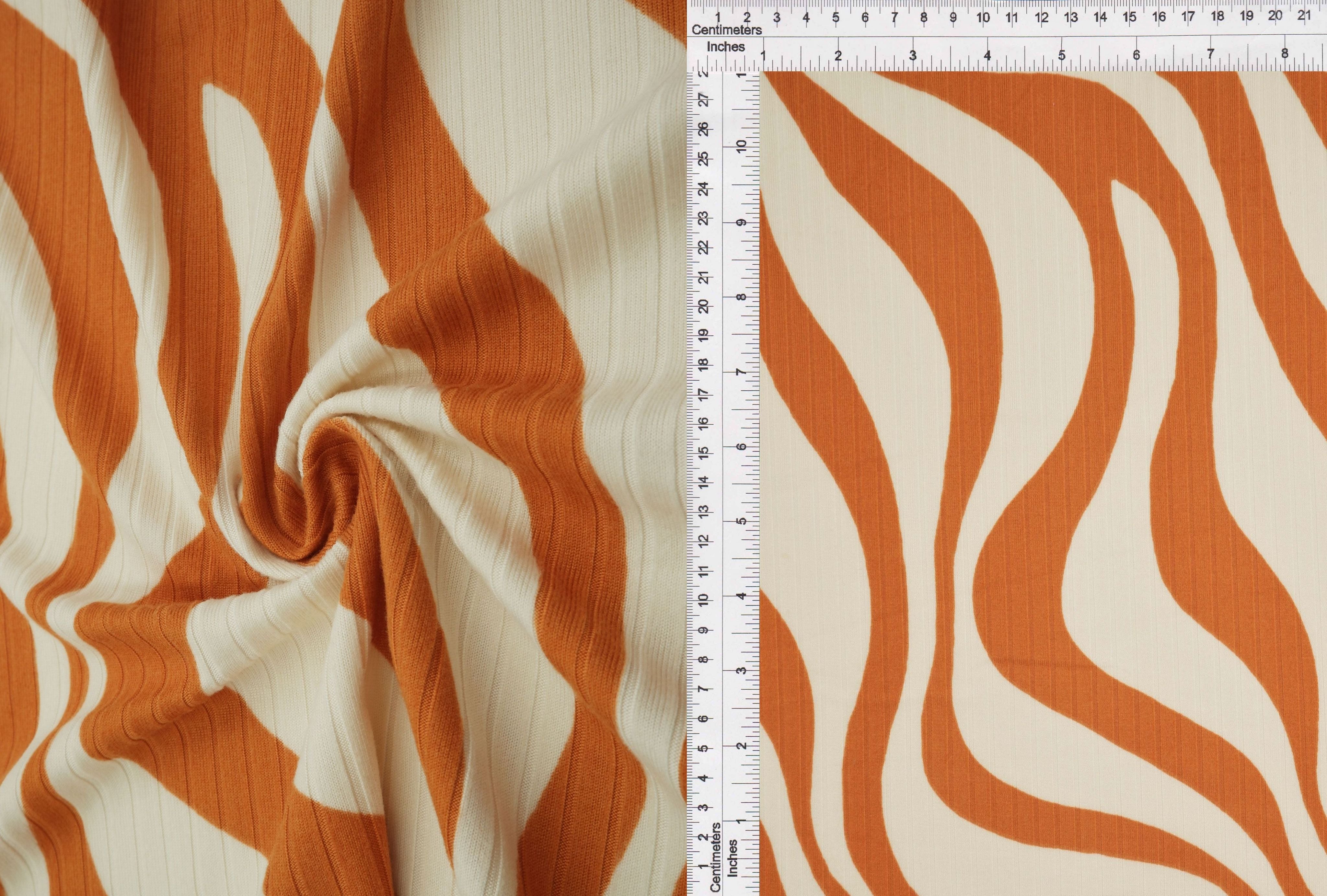 Abstract Zebra Ribbed Knit Fabric - KNT4135-MS10129 - Fabric Selection WS