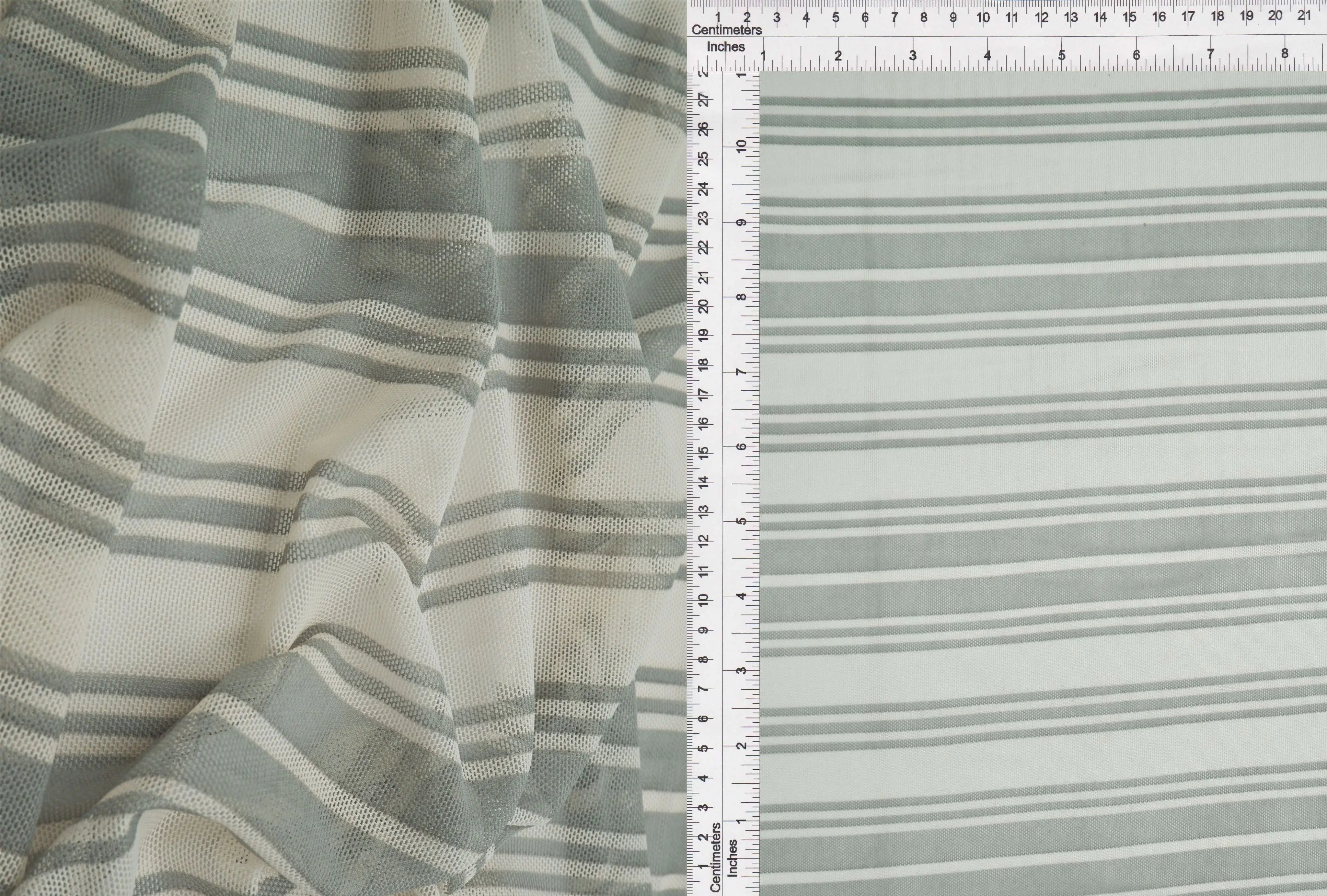 MESH-Q20212 IVORY/SILVER BLOUSE BODYSUIT CAMI FLOCKING HORIZONTAL STRIPE LOUNGEWEAR MESH POLYESTER PRINT SPANDEX STRETCH TOPS TUNICS