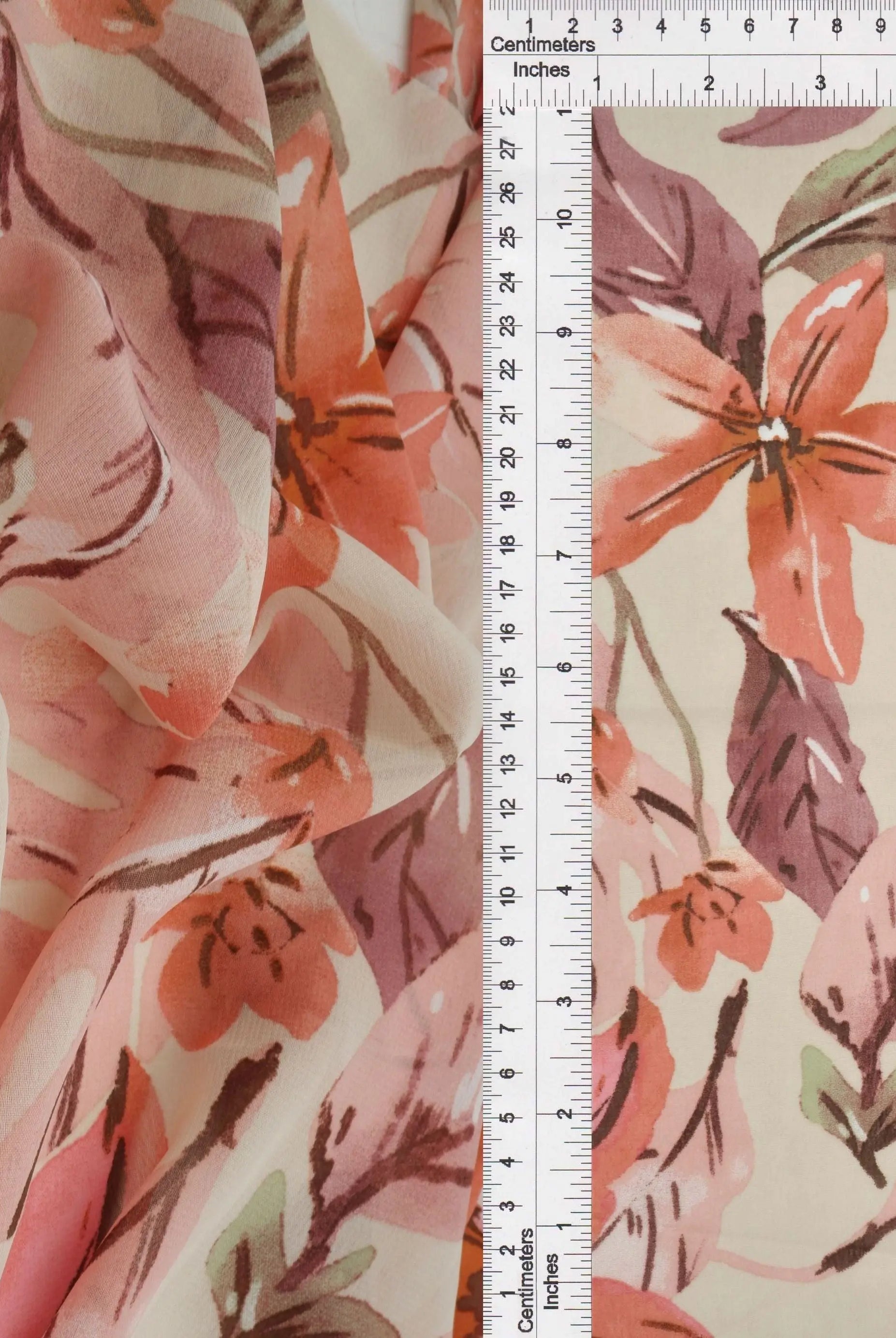 HIMLT-Q11102 SAND/RUST BIG FLOWER BLOUSE BODYSUIT BOTTOMS CAMI FLORAL HI-MULTI LOUNGEWEAR NON STRETCH POLYESTER PRINT SWISS DOT TOPS WOVEN