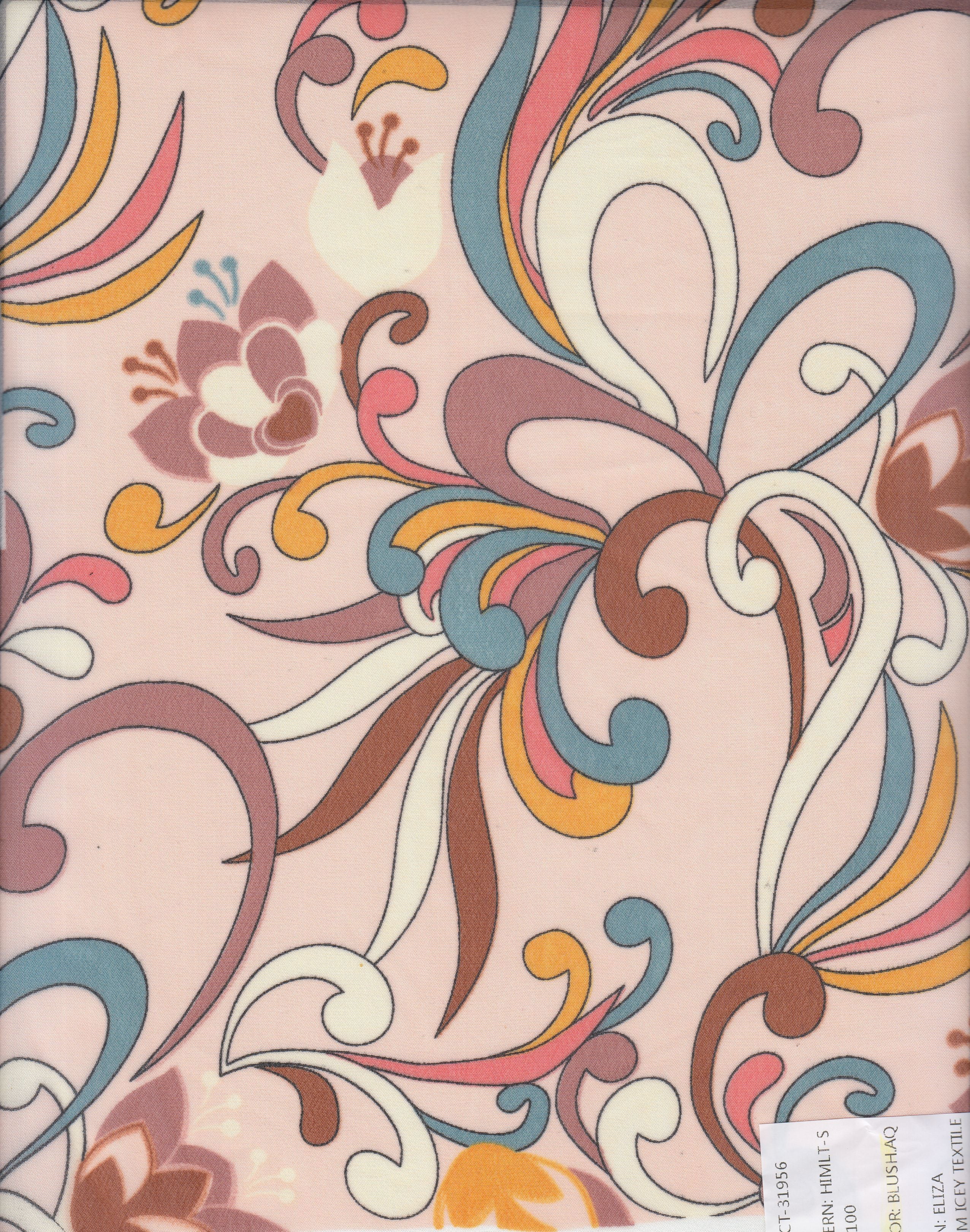 HIMLT-SE902100 BLUSH/AQUA BLOUSE BODYSUIT BOTTOMS CAMI DRESS HI-MULTI NON STRETCH PANTS POLYESTER PRINT PUCCI SKIRTS SWISS DOT TOPS WOVEN