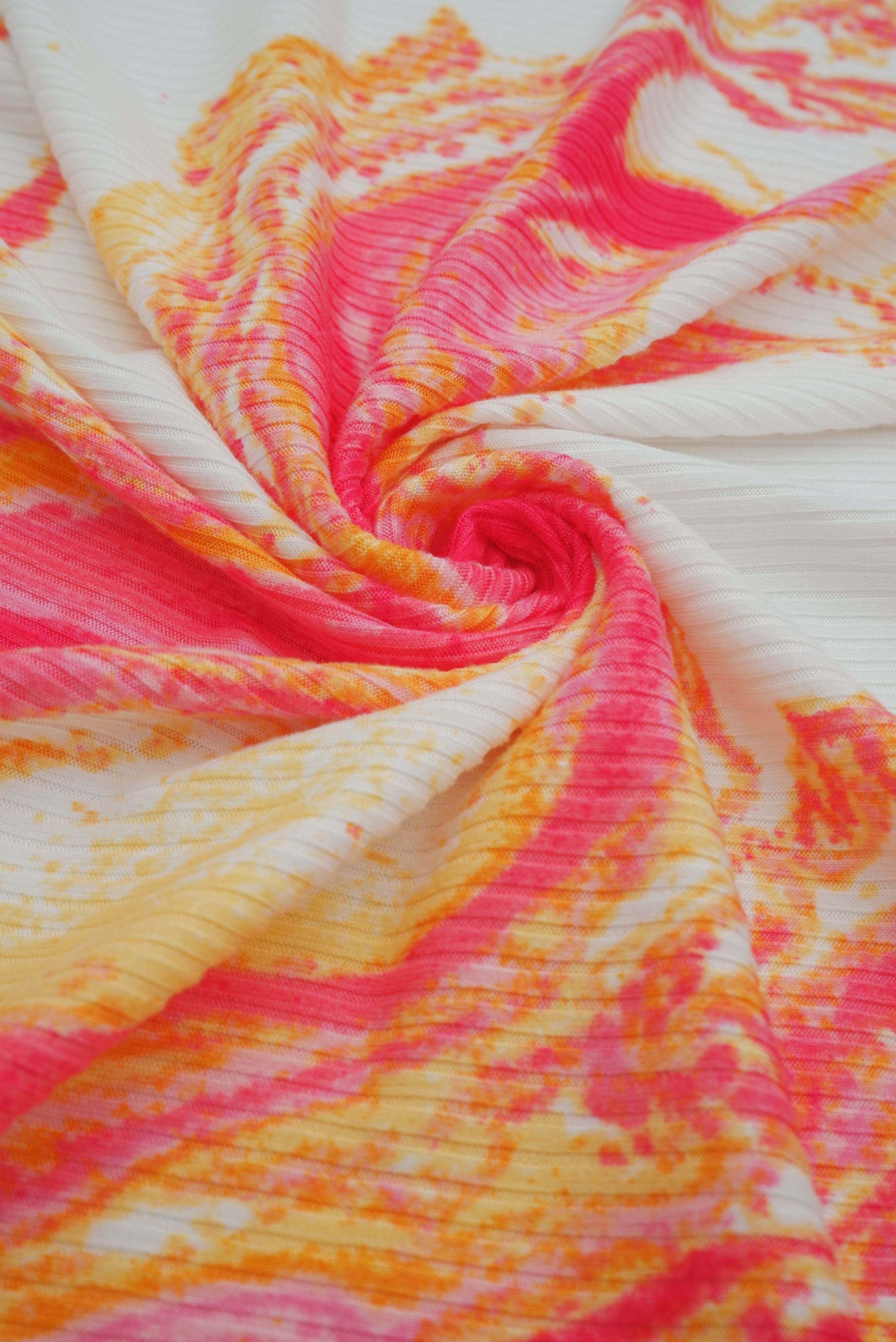 KNT3422-MS10401 PINK/ORANGE BIKER SHORTS BODYSUIT BOTTOMS CAMI DRESS KNIT LOUNGEWEAR MARBLE ORANGE PANTS PINK POLYESTER PRINT-B RIBBED SKIRTS SPANDEX STRETCH T-SHIRT TOPS TUNICS YELLOW