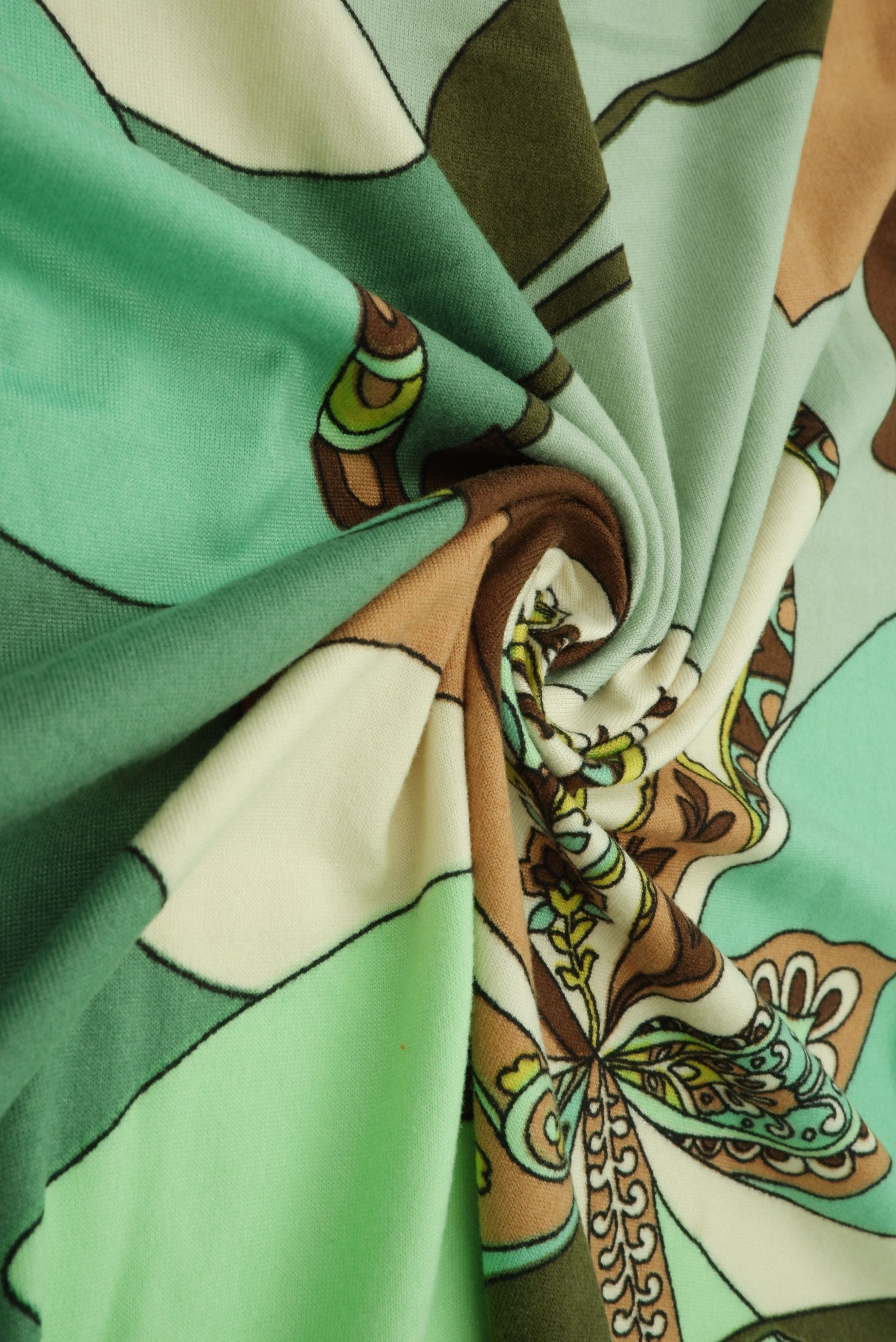 KNT2100-Q81108 SAGE/MINT BIKER SHORTS BLOUSE BODYSUIT BOTTOMS CAMI DRESS DTY BRUSHED FLORAL FLOWER KNIT POLYESTER PRINT SPANDEX STRETCH