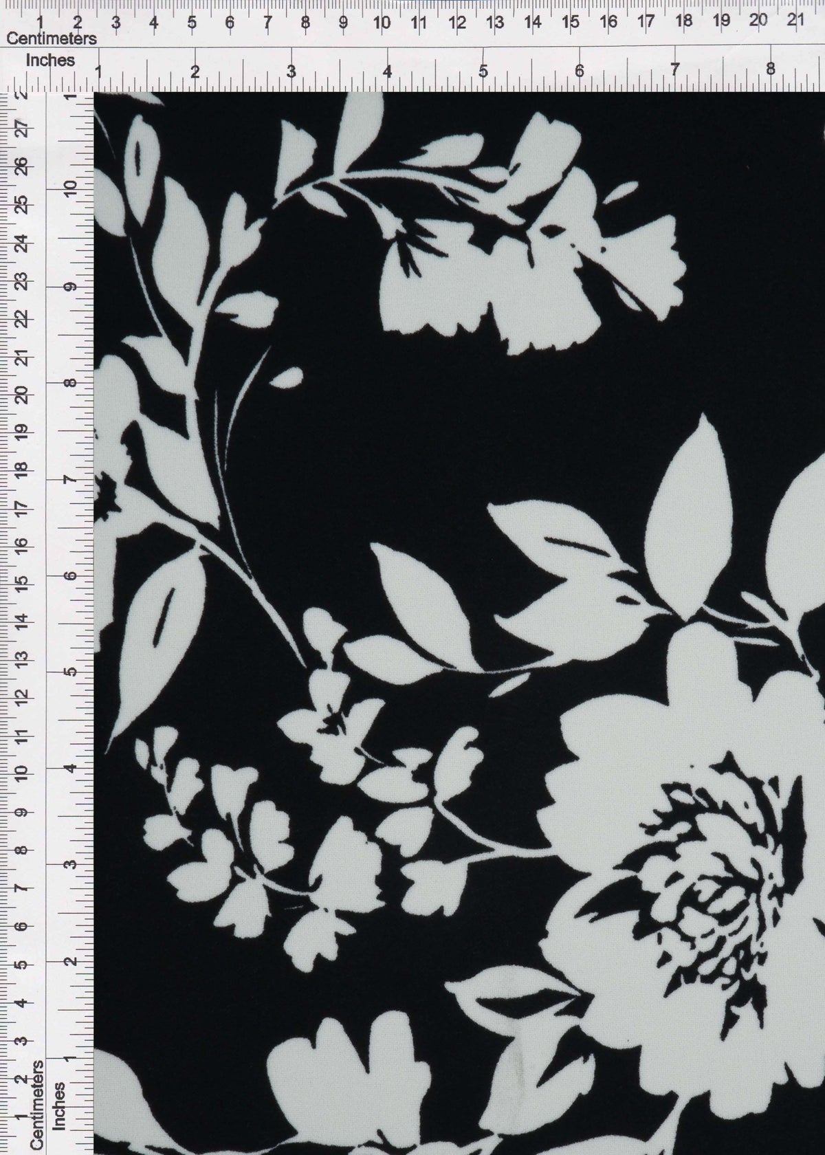 KNT3971-Q11028 BLK/WHT BLACK BLOUSE DRESS FLORAL FLOWER KNIT POLYESTER PRINT SKIRTS SPANDEX STRETCH TOPS WHITE