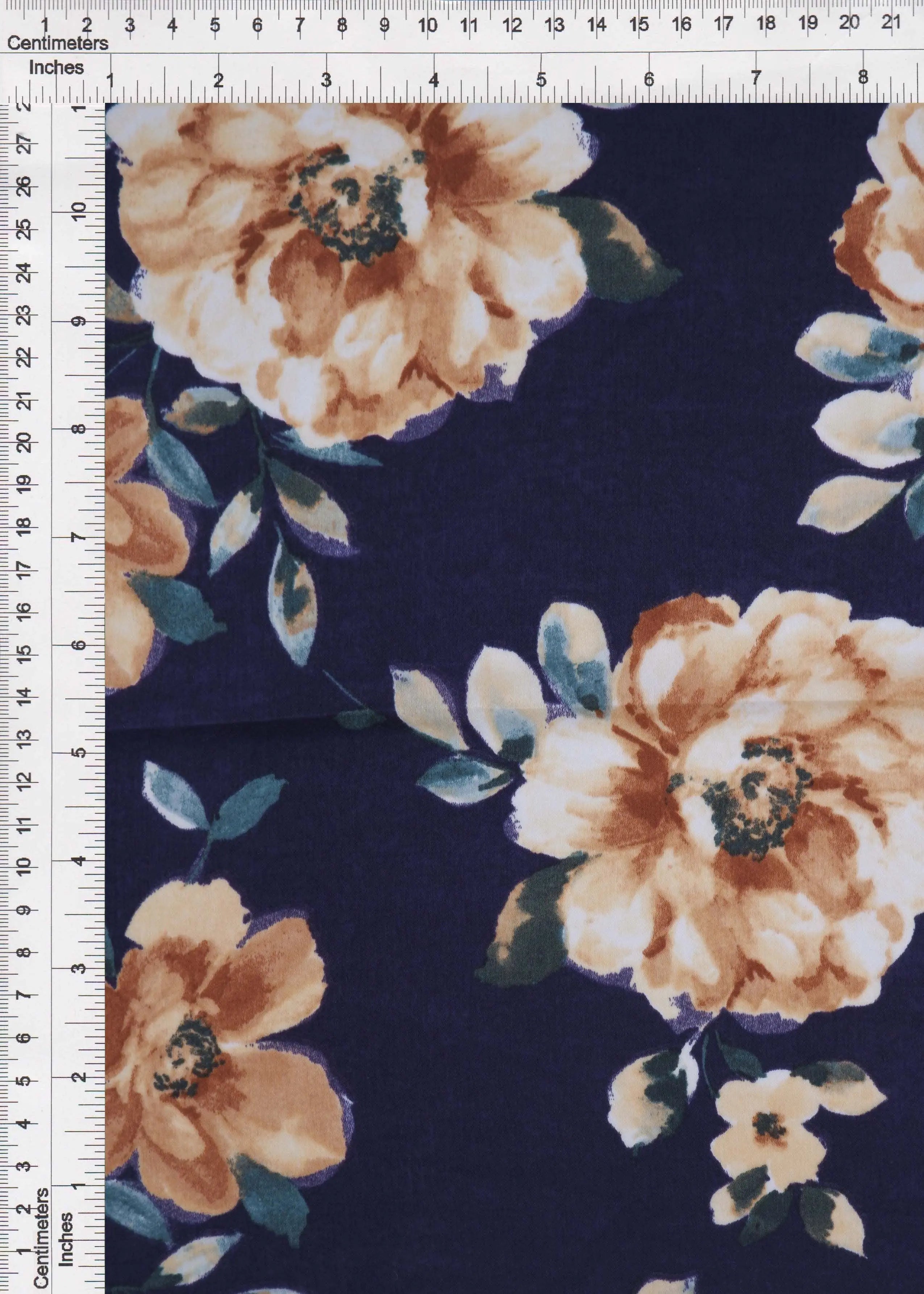 POP4193-MS10197 NAVY FLOWER BLOUSE BODYSUIT BOTTOMS CAMI DRESS FLORAL PANTS POLYESTER PRINT SATIN SKIRTS TOPS TUNICS WOVEN
