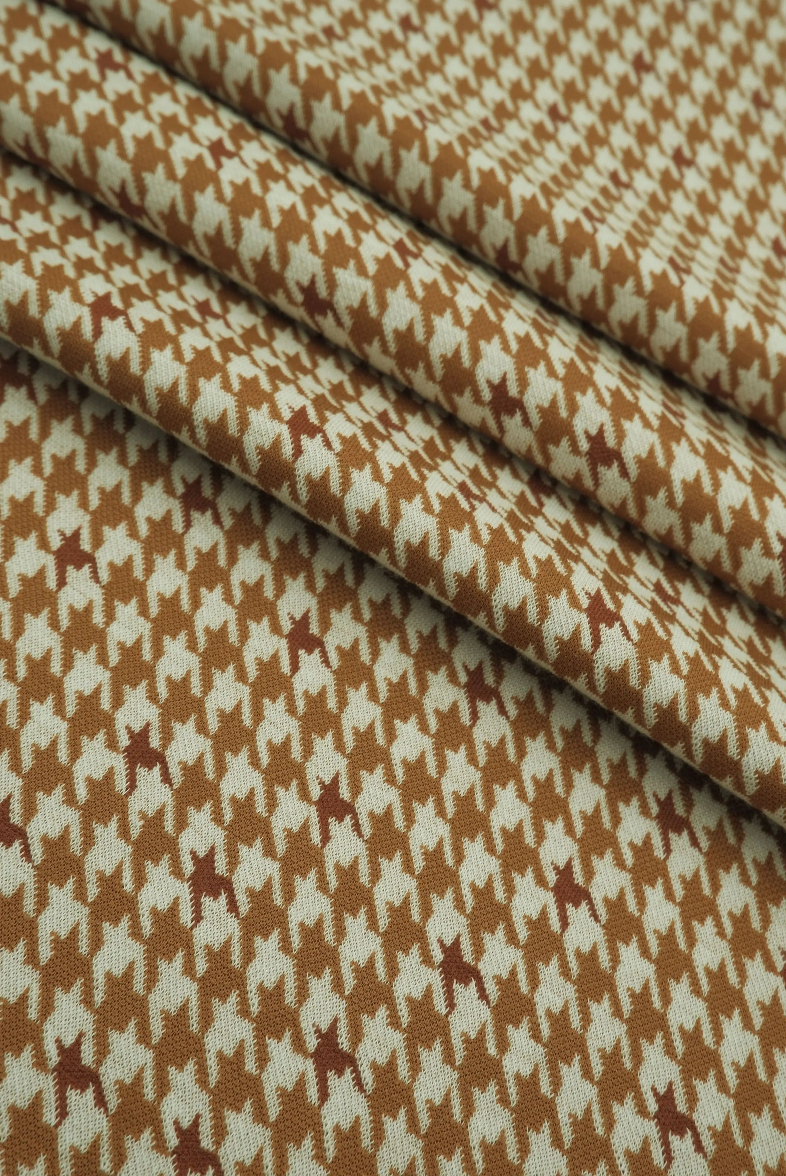 KNT4454 CAMEL/BRICK BOTTOMS DRESS HOUNDSTOOTH KNIT OUTERWEAR PANTS POLYESTER SKIRTS SOLID-B SPANDEX STRETCH YARN DYED