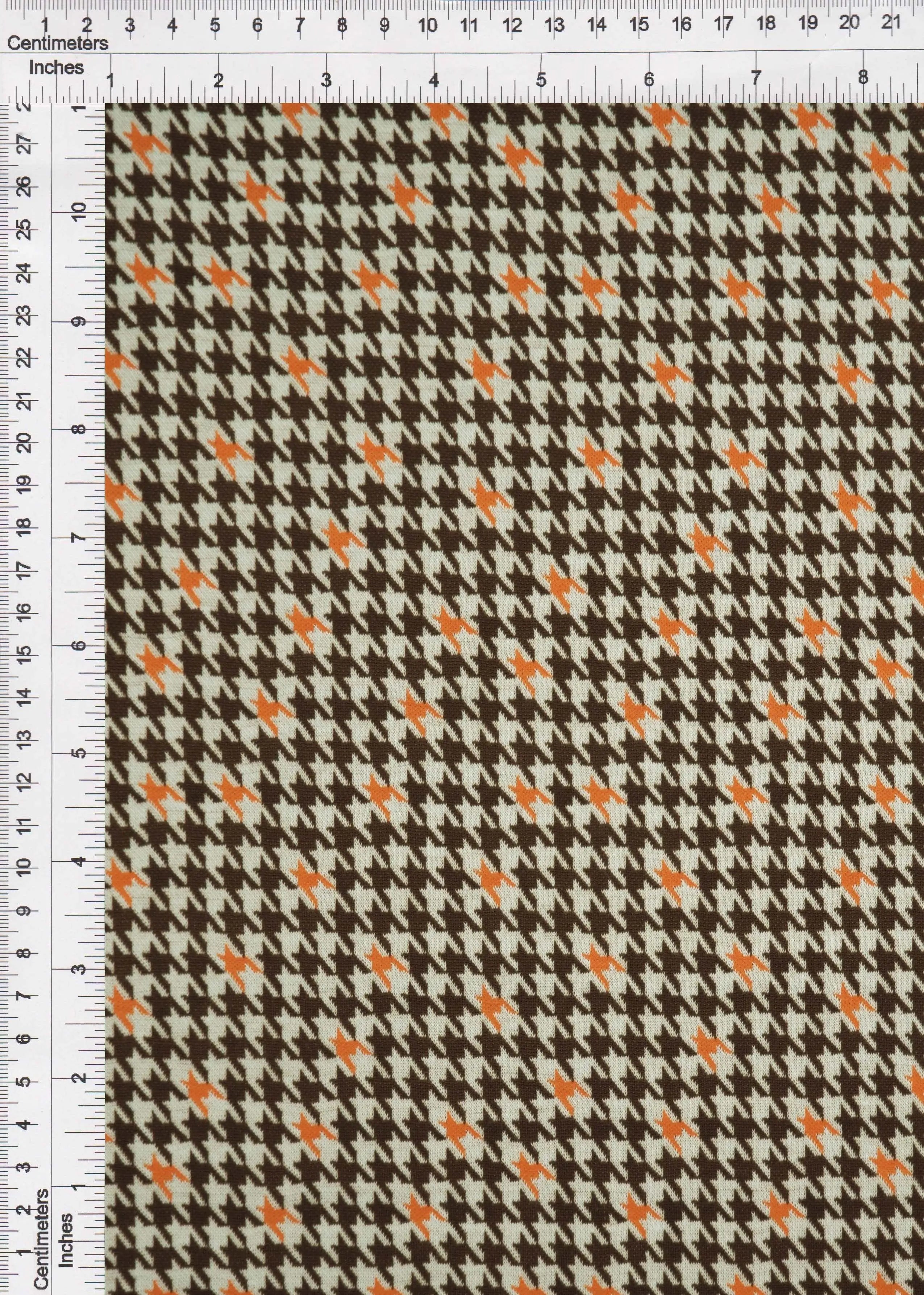 KNT4454 BROWN/ORANGE BOTTOMS DRESS HOUNDSTOOTH KNIT OUTERWEAR PANTS POLYESTER SKIRTS SOLID-B SPANDEX STRETCH YARN DYED