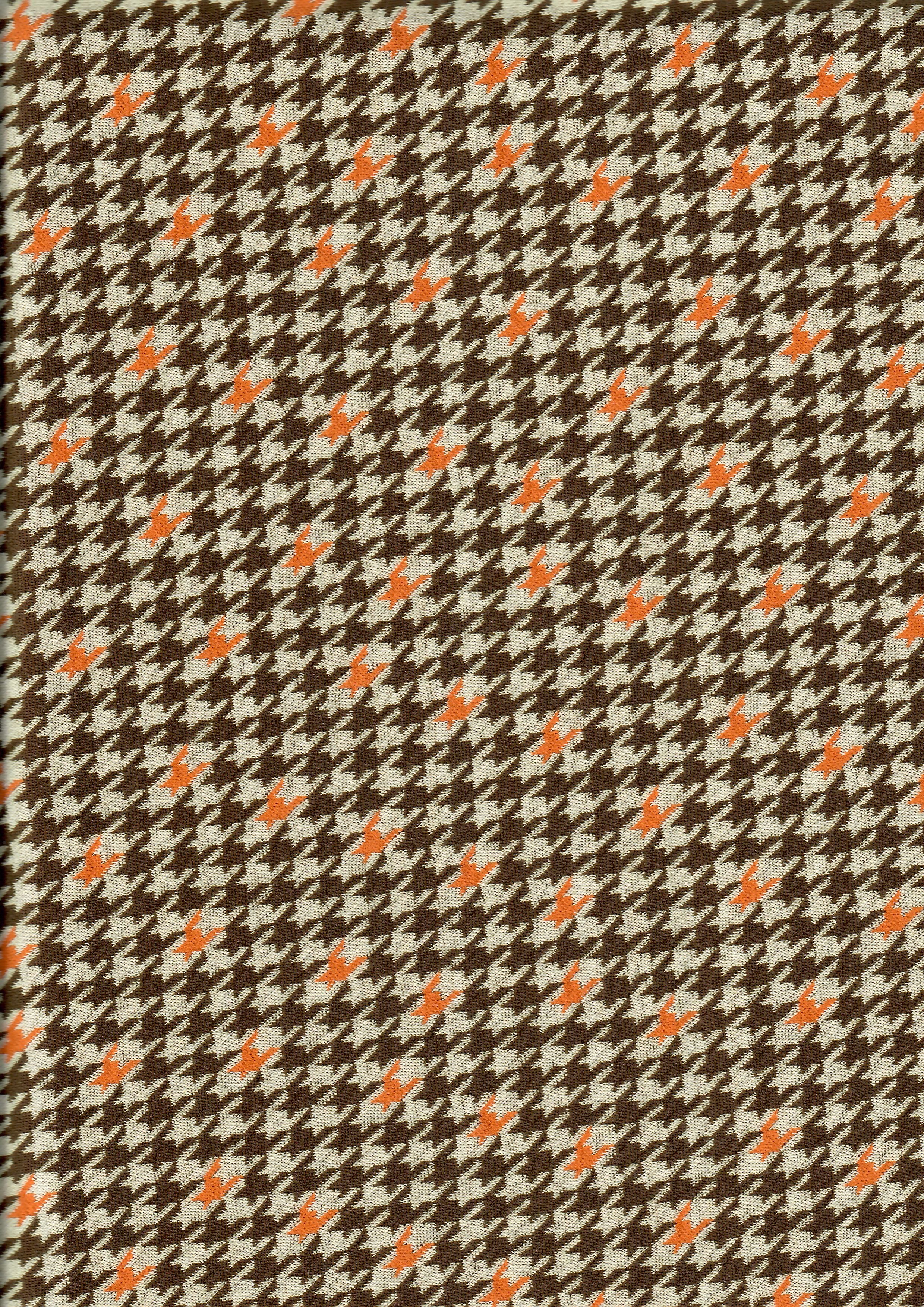 KNT4454 BROWN/ORANGE BOTTOMS DRESS HOUNDSTOOTH KNIT OUTERWEAR PANTS POLYESTER SKIRTS SOLID-B SPANDEX STRETCH YARN DYED