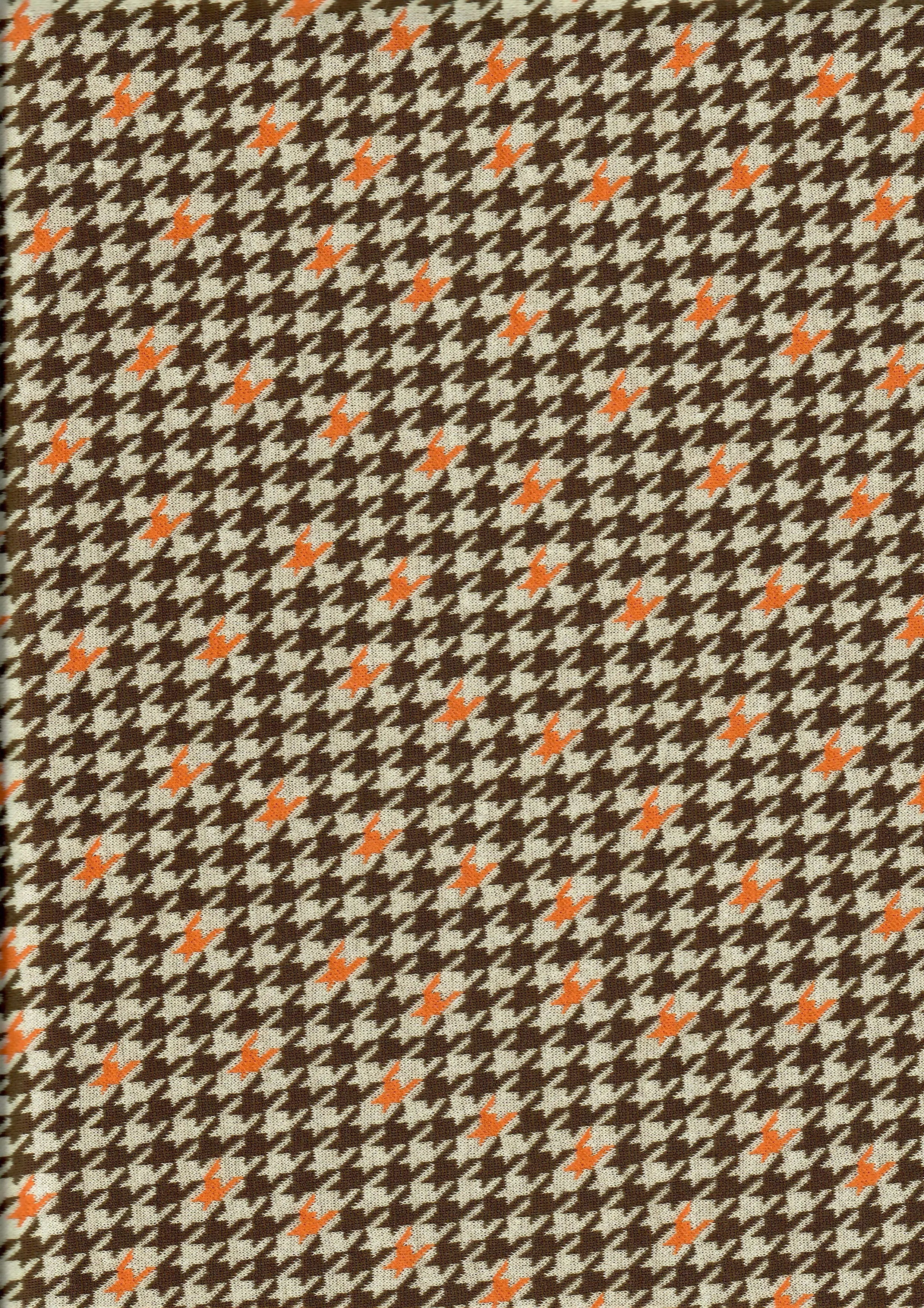 KNT4454 BROWN/ORANGE BOTTOMS DRESS HOUNDSTOOTH KNIT OUTERWEAR PANTS POLYESTER SKIRTS SOLID-B SPANDEX STRETCH YARN DYED