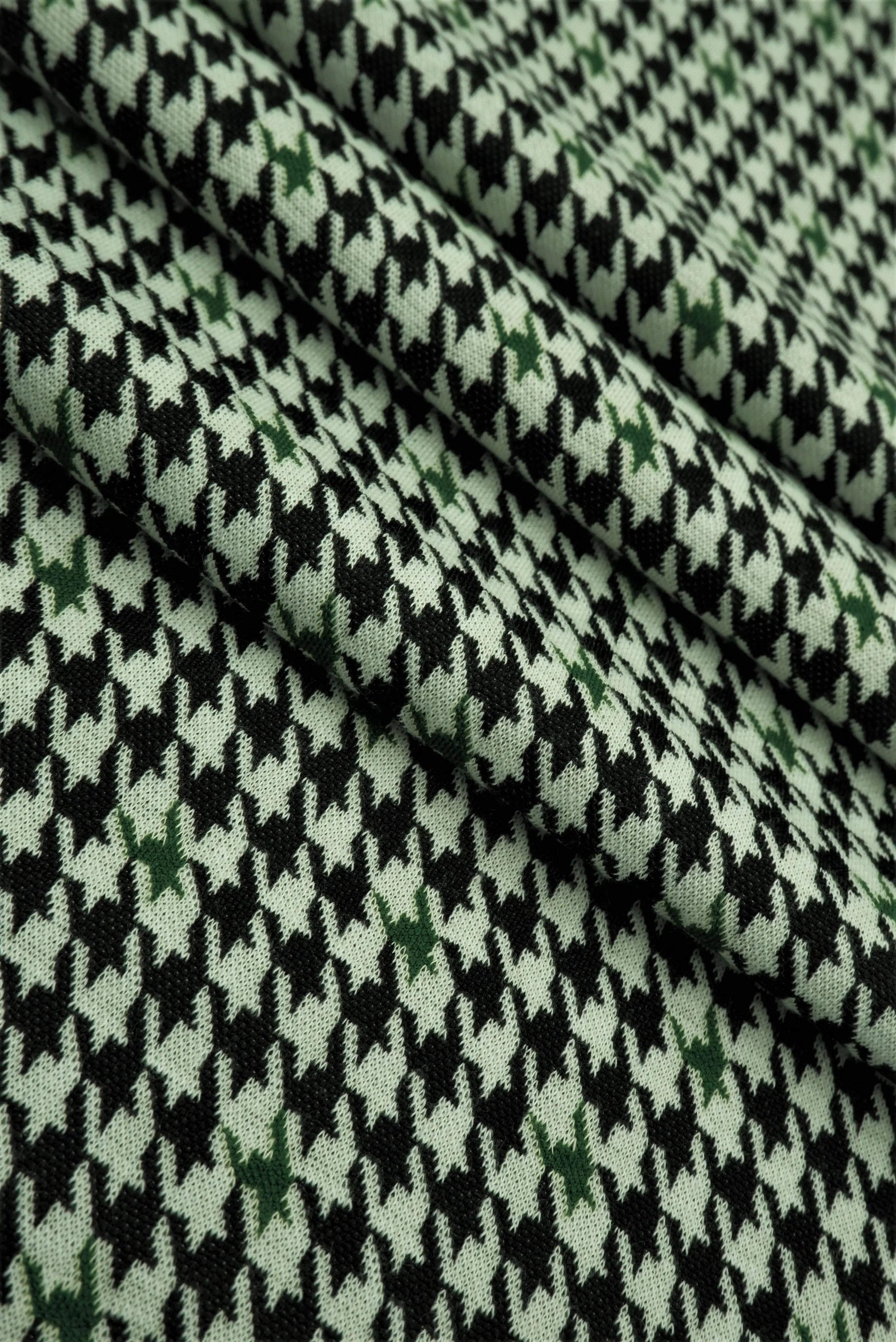 KNT4454 BLACK/GREEN BOTTOMS DRESS HOUNDSTOOTH KNIT OUTERWEAR PANTS POLYESTER SKIRTS SOLID-B SPANDEX STRETCH YARN DYED