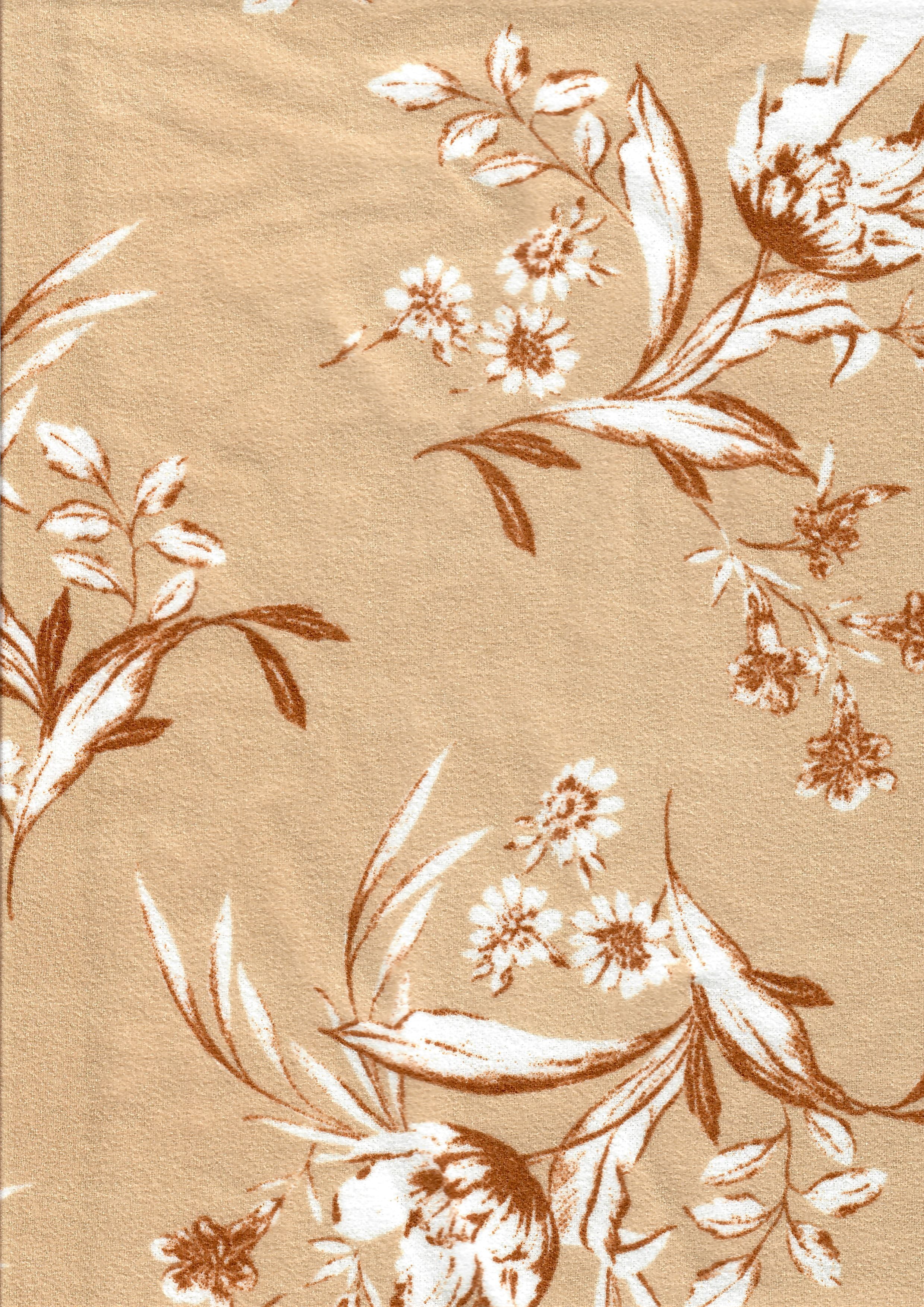 KNT3971-MS11058 SAND FLOWER BLOUSE BODYSUIT BOTTOMS CAMI DRESS FLORAL GOLD KNIT PANTS POLYESTER PRINT SKIRTS SPANDEX STRETCH TOPS