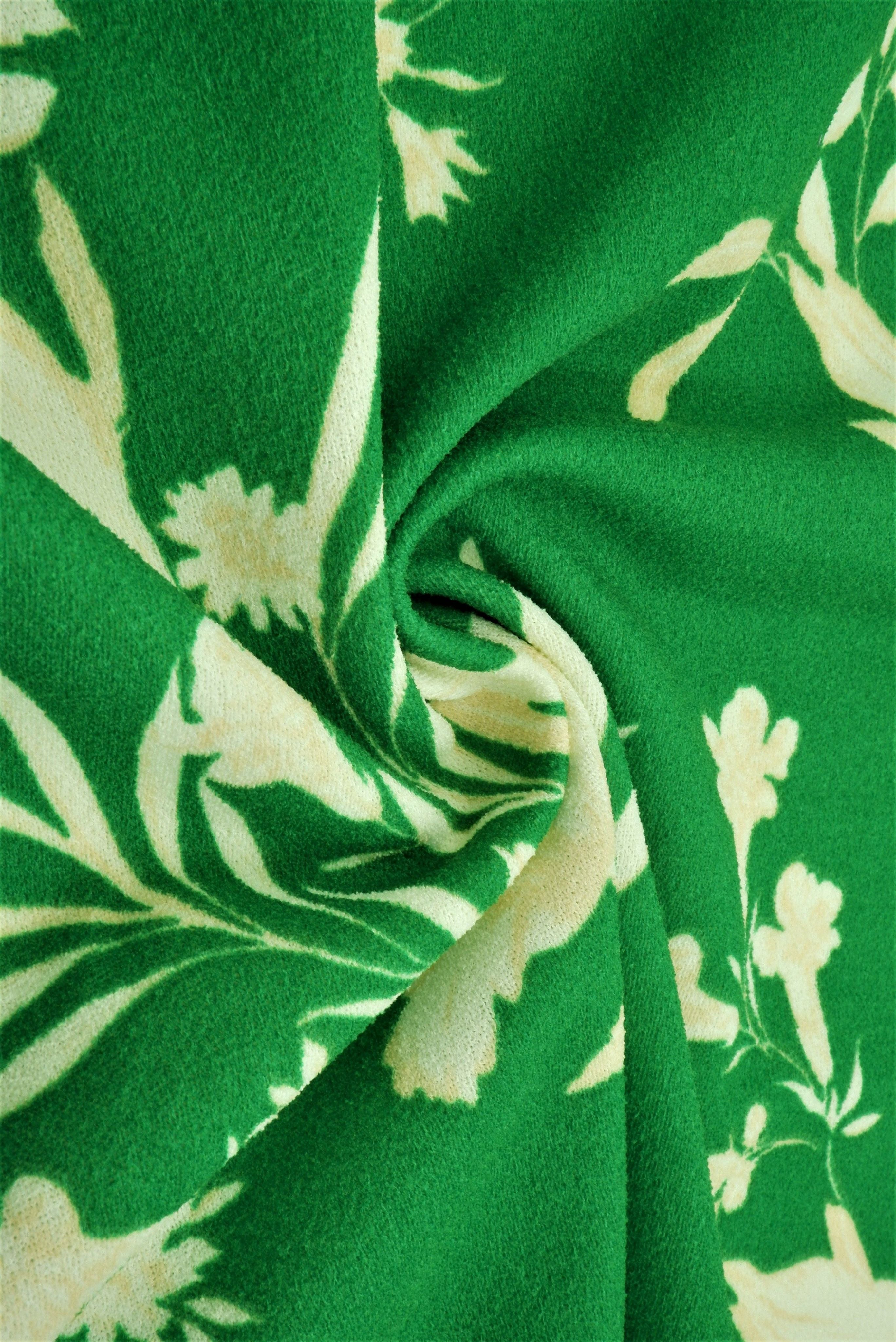 KNT3971-MS11058 GREEN FLOWER BLOUSE BODYSUIT BOTTOMS CAMI DRESS FLORAL GREEN KNIT PANTS POLYESTER PRINT SKIRTS SPANDEX STRETCH TOPS