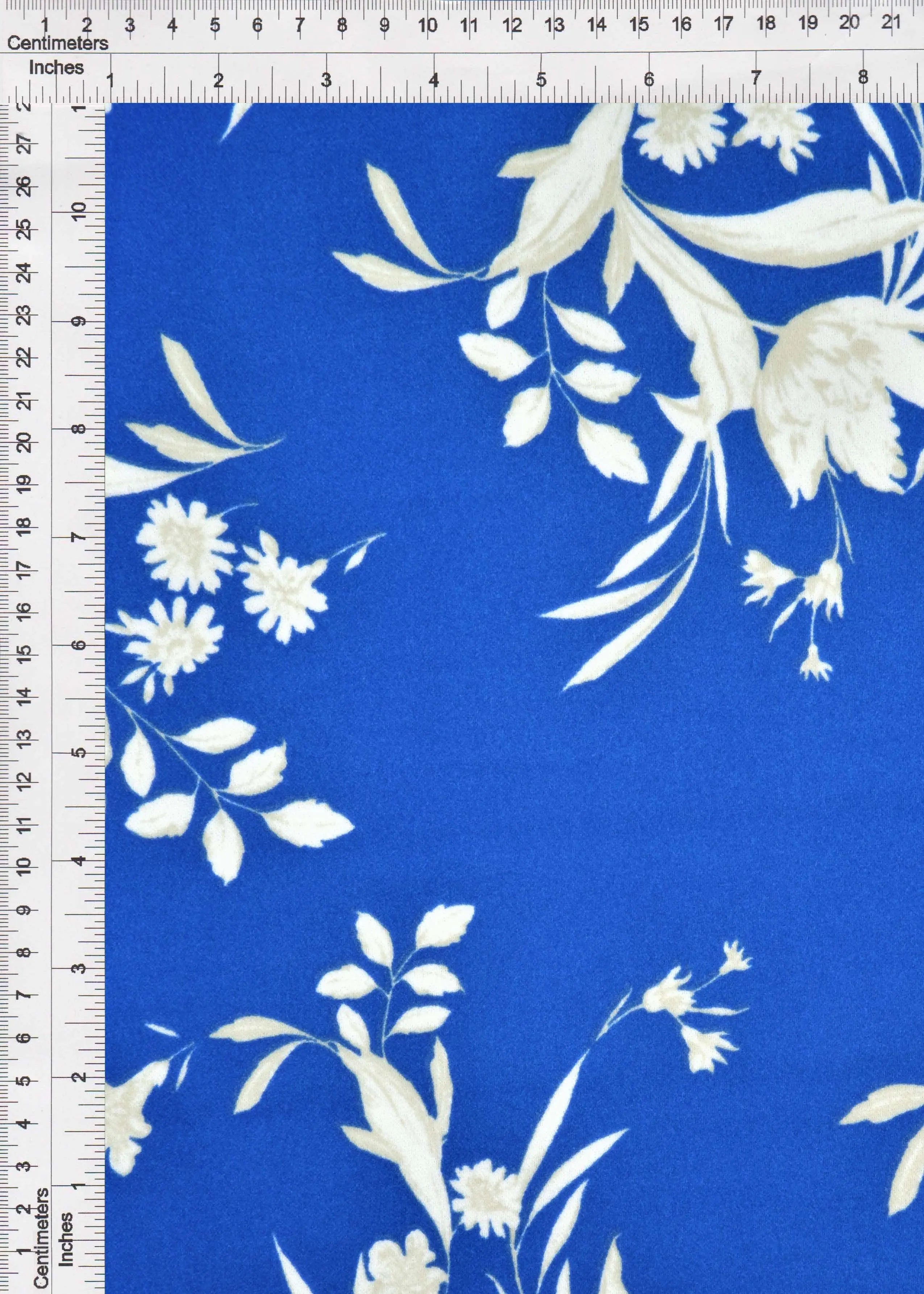 KNT3971-MS11058 ROYAL FLOWER BLOUSE BLUE BODYSUIT BOTTOMS CAMI DRESS FLORAL KNIT PANTS POLYESTER PRINT SKIRTS SPANDEX STRETCH TOPS