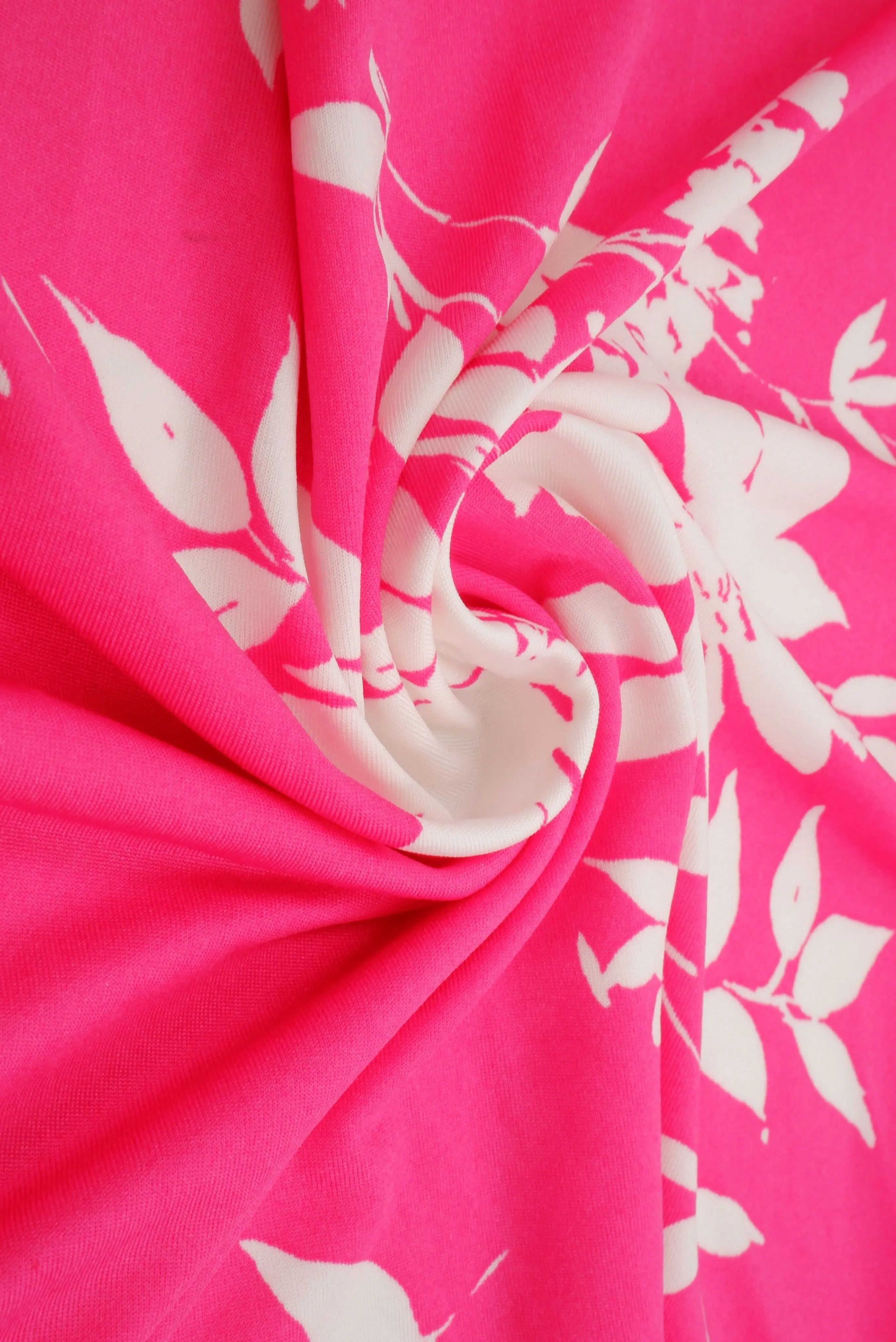 KNT1389-MS11055 PINK HOT FLOWER ACTIVEWEAR BIKER SHORTS BODYSUIT BOTTOMS CAMI DRESS DTY FLORAL FUSCHIA KNIT LOUNGEWEAR PANTS PINK POLYESTER PRINT SKIRTS SPANDEX STRETCH T-SHIRT TOPS TUNICS WHITE