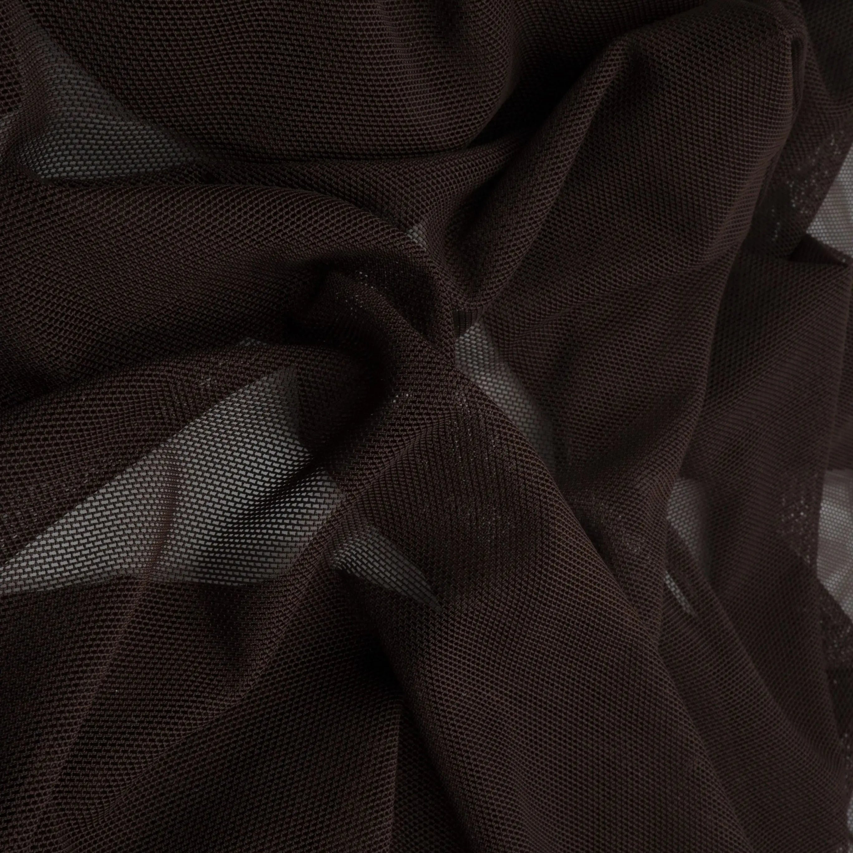 MESH-2000 BROWN DK BLOUSE BODYSUIT BROWN CAMI FLOCKING LOUNGEWEAR MESH NO-PRINT POLYESTER SOLID SPANDEX STRETCH TOPS TUNICS