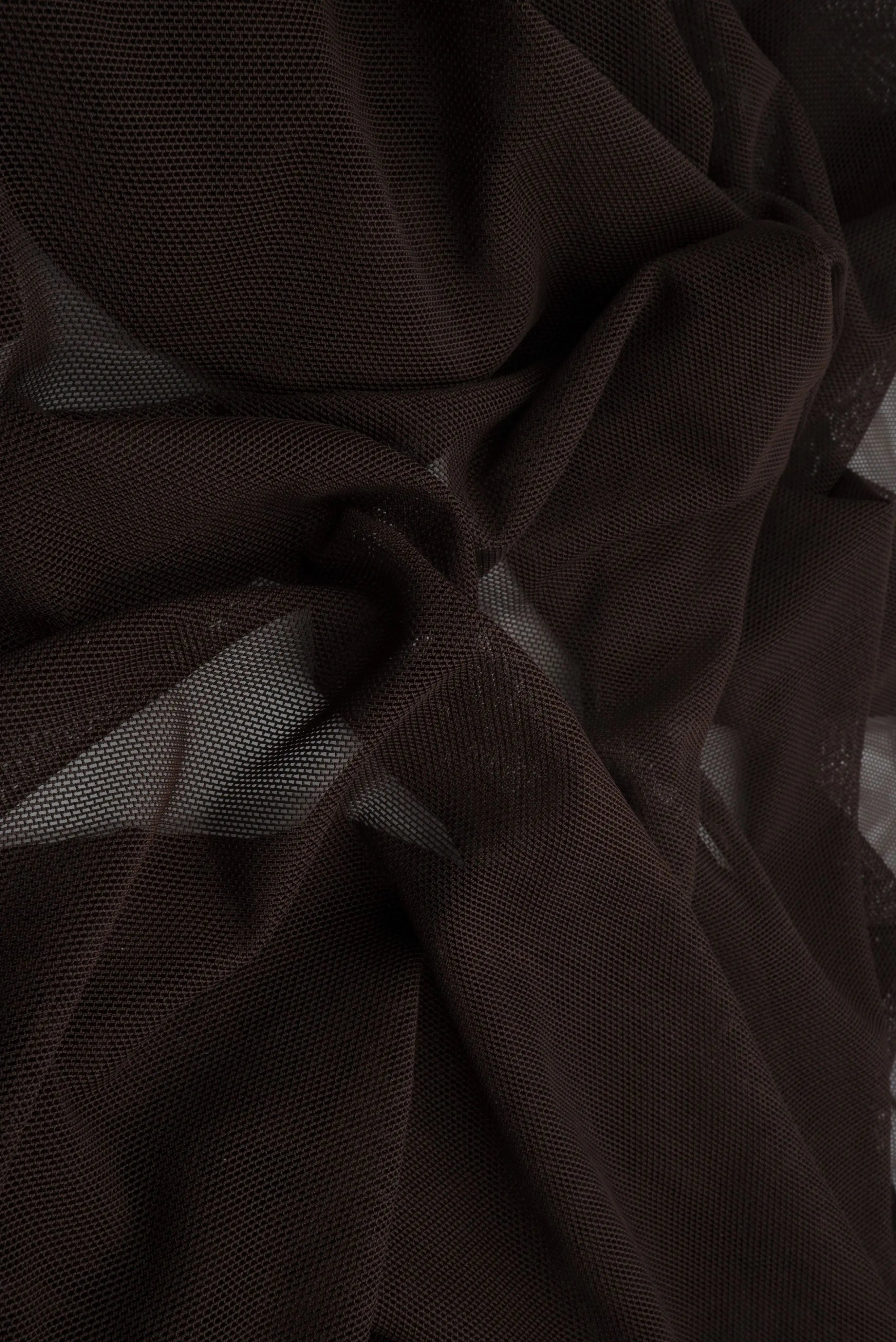 MESH-2000 BROWN DK BLOUSE BODYSUIT BROWN CAMI FLOCKING LOUNGEWEAR MESH NO-PRINT POLYESTER SOLID SPANDEX STRETCH TOPS TUNICS