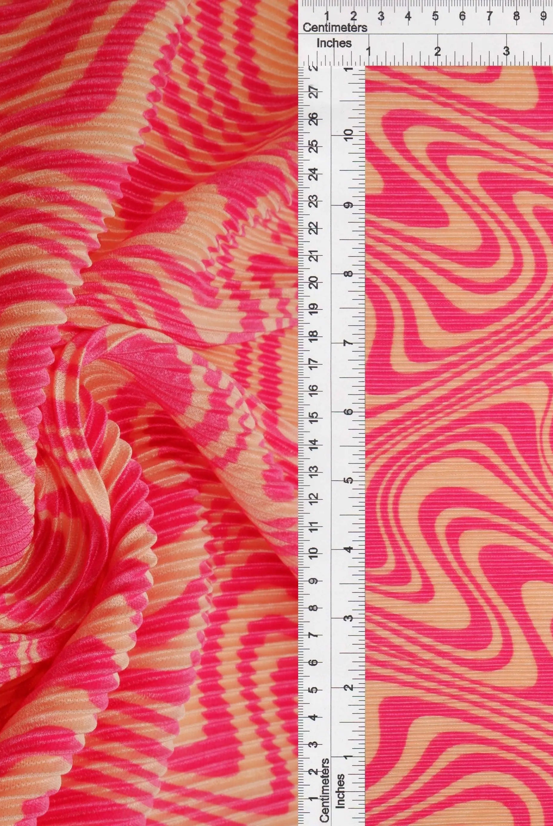 KNT3696-Q20611B PINK/PEACH ABSTRACT BLOUSE BODYSUIT BOTTOMS CAMI DRESS GEOMETRIC KNIT PANTS PLEATED POLYESTER PRINT SKIRTS STRETCH TOPS ZEBRA