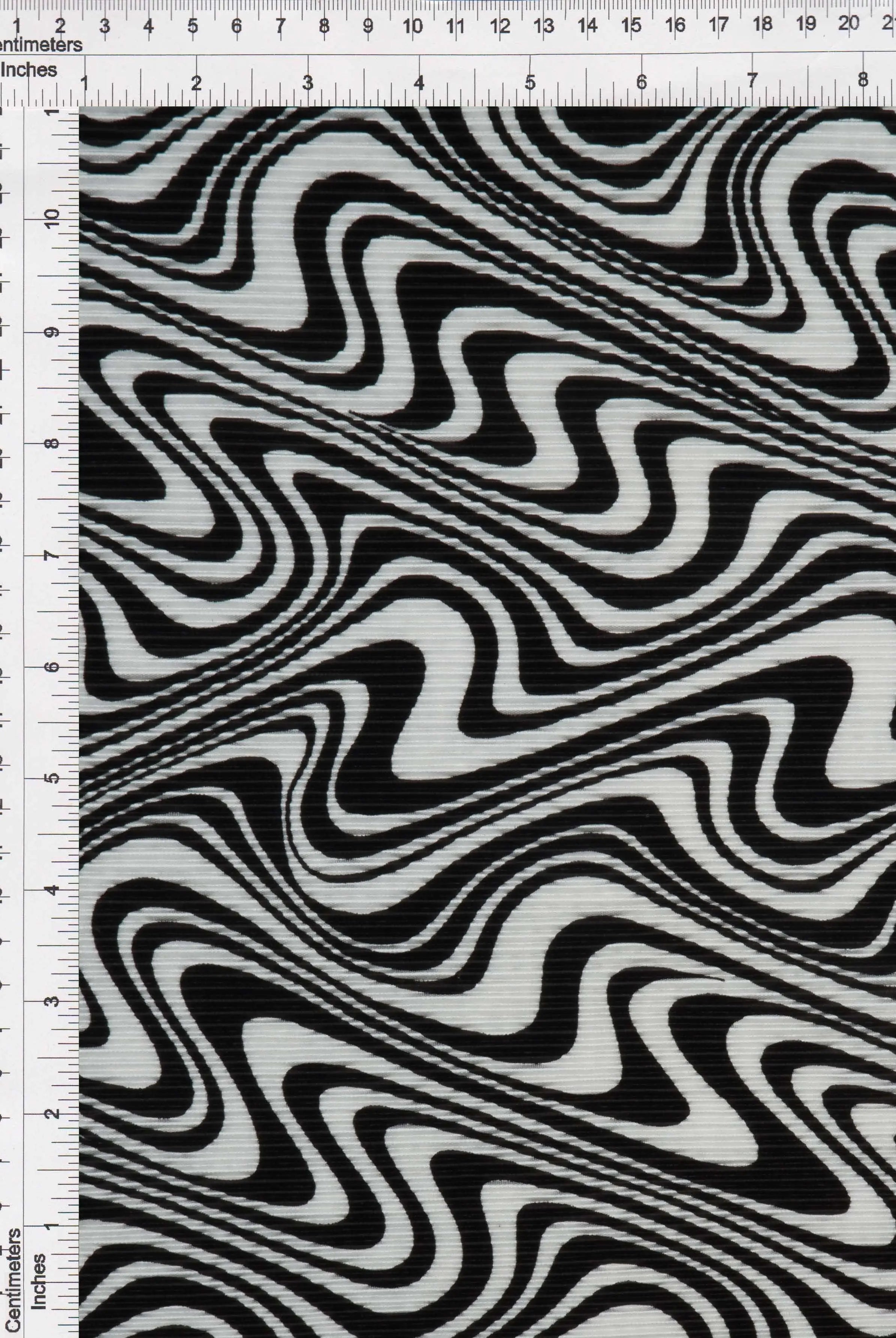 KNT3696-Q20611B BLACK/IVORY ABSTRACT BLOUSE BODYSUIT BOTTOMS CAMI DRESS GEOMETRIC KNIT PANTS PLEATED POLYESTER PRINT SKIRTS STRETCH TOPS ZEBRA