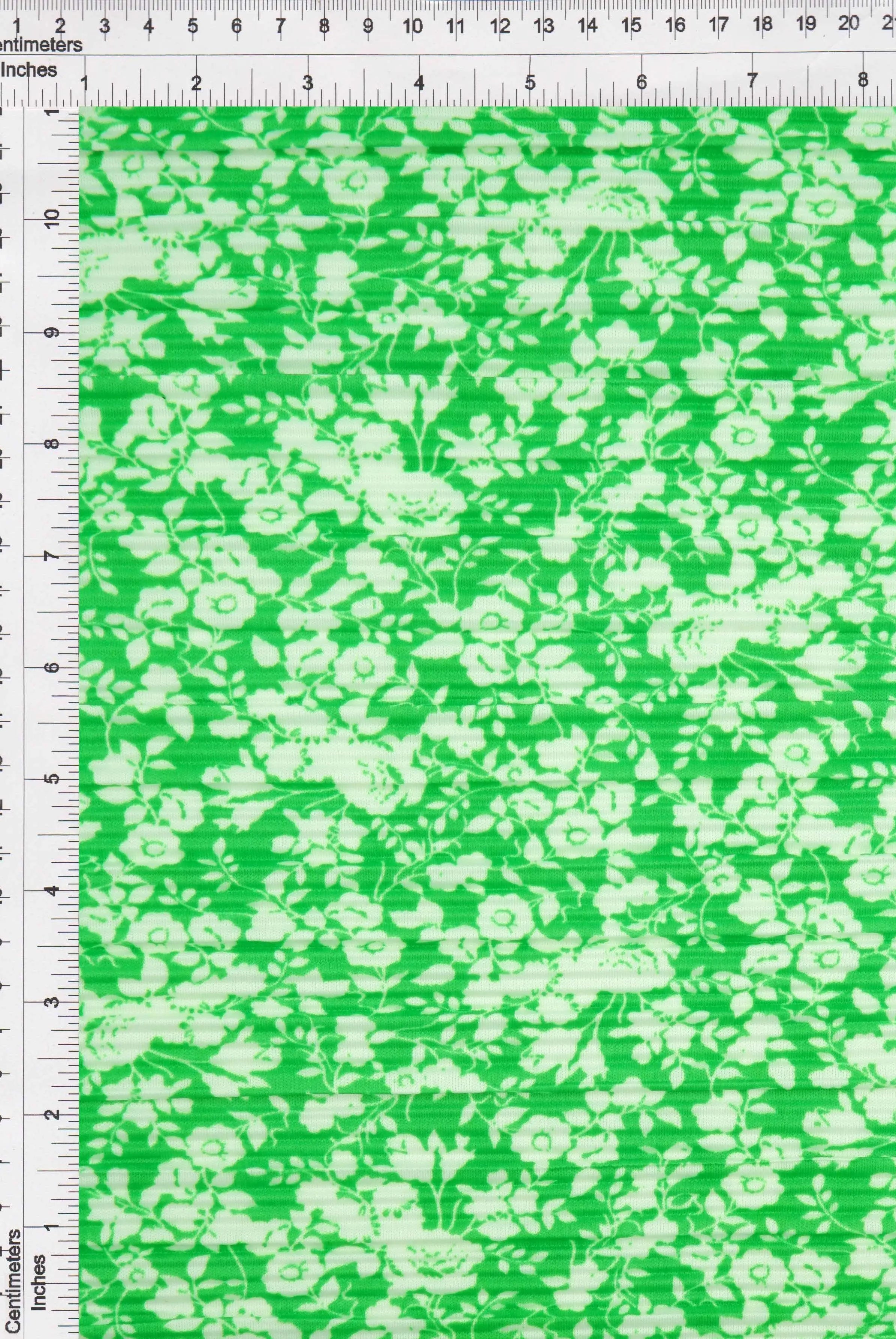 KNT4470-SE30589 GREEN FLOWER BLOUSE BODRE BODYSUIT BOTTOMS CAMI DITSY DRESS FLORAL KNIT PANTS PLEATED POLYESTER PRINT SKIRTS STRETCH TOPS