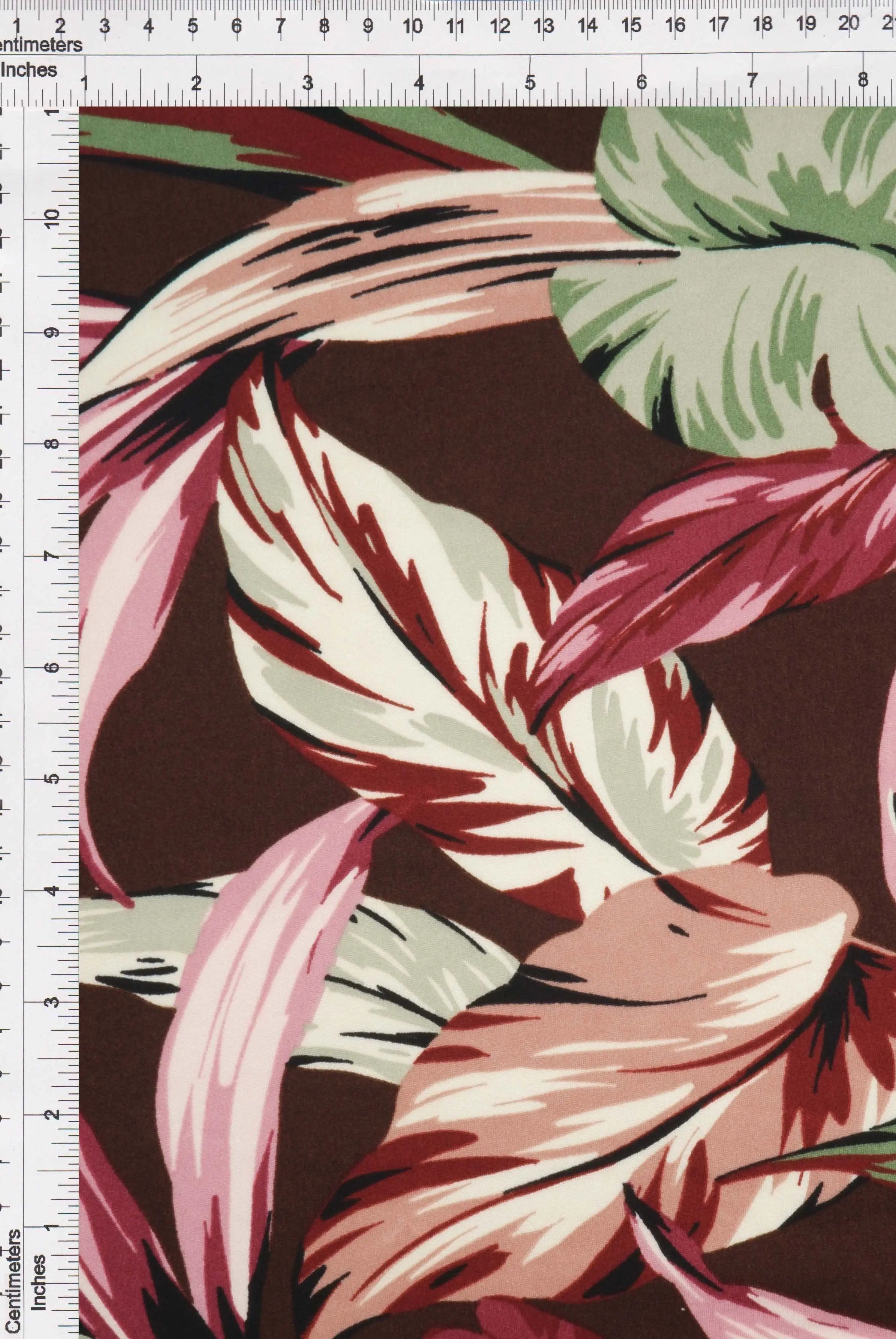 KNT2100-Q20503 BROWN BIKER SHORTS BODYSUIT BOTTOMS CAMI DRESS DTY BRUSHED KNIT LEAF POLYESTER PRINT SKIRTS SPANDEX STRETCH T-SHIRT TOPS