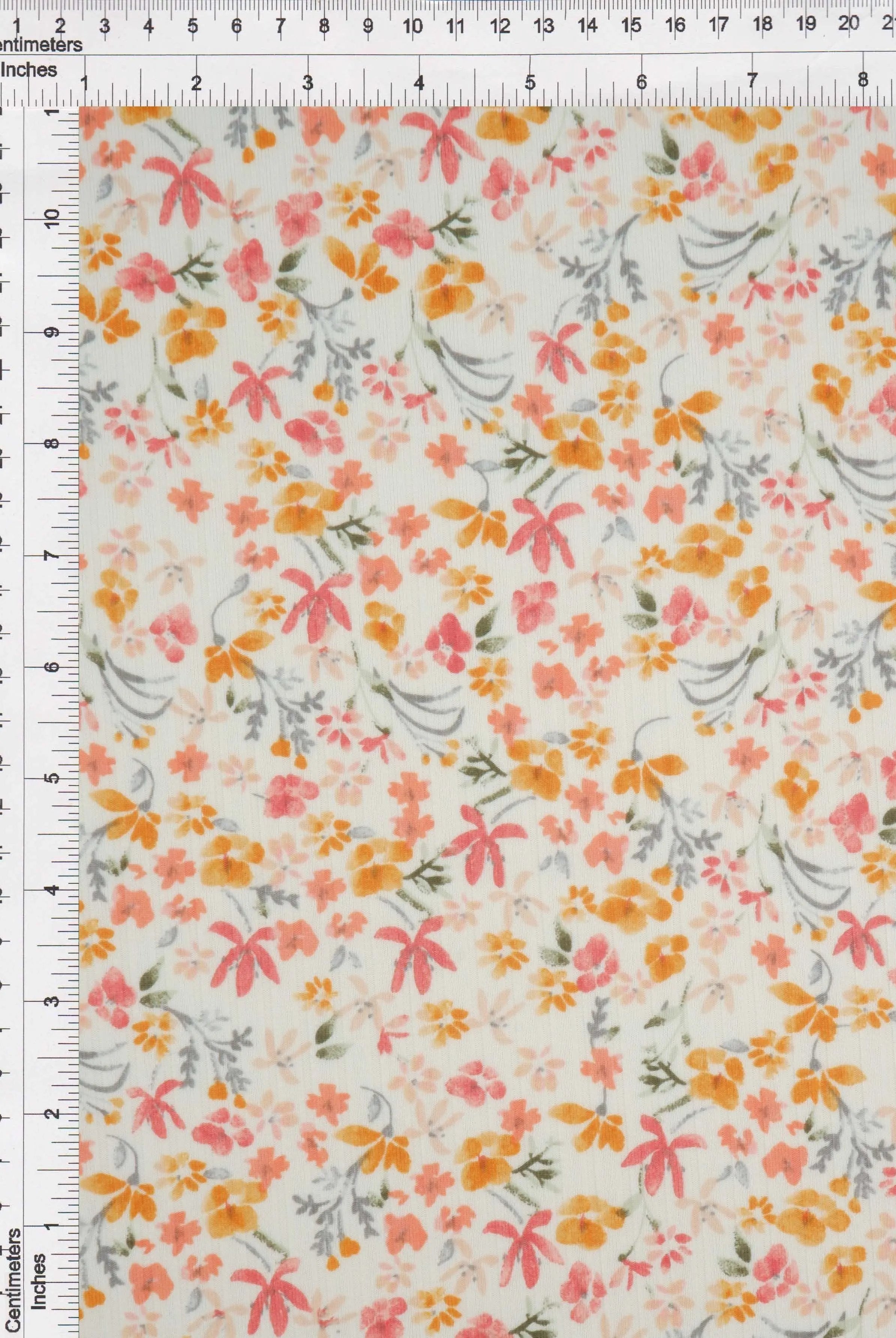 KNT4135-MS01219 IVORY FLOWER BIKER SHORTS BODYSUIT BOTTOMS CAMI DITSY DRESS FLORAL KNIT LOUNGEWEAR PANTS POLYESTER PRINT RIB 8X3 SKIRTS SPANDEX T-SHIRT TOPS TUNICS YUMMY