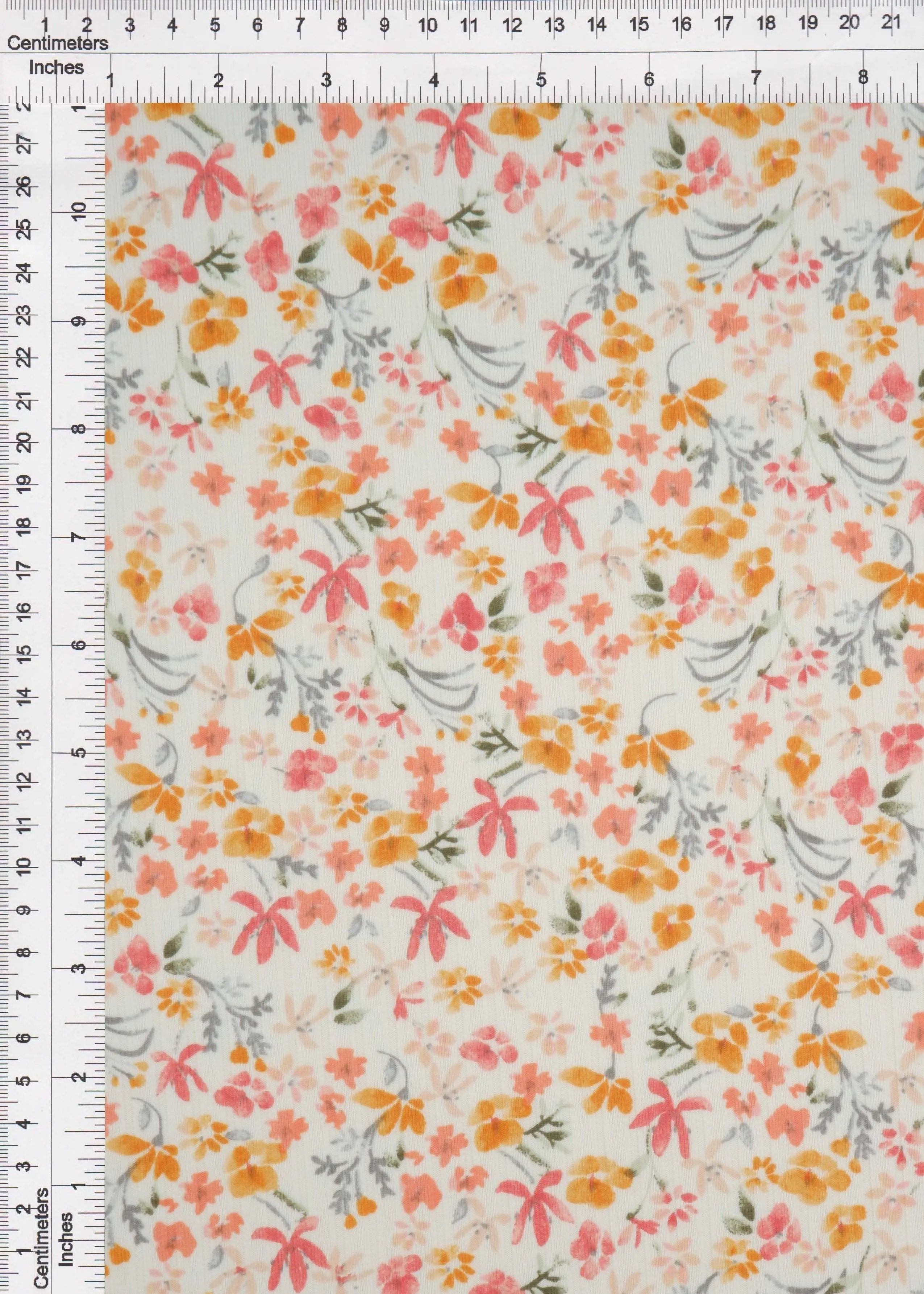 KNT4135-MS01219 IVORY FLOWER BIKER SHORTS BODYSUIT BOTTOMS CAMI DITSY DRESS FLORAL KNIT LOUNGEWEAR PANTS POLYESTER PRINT RIB 8X3 SKIRTS SPANDEX T-SHIRT TOPS TUNICS YUMMY