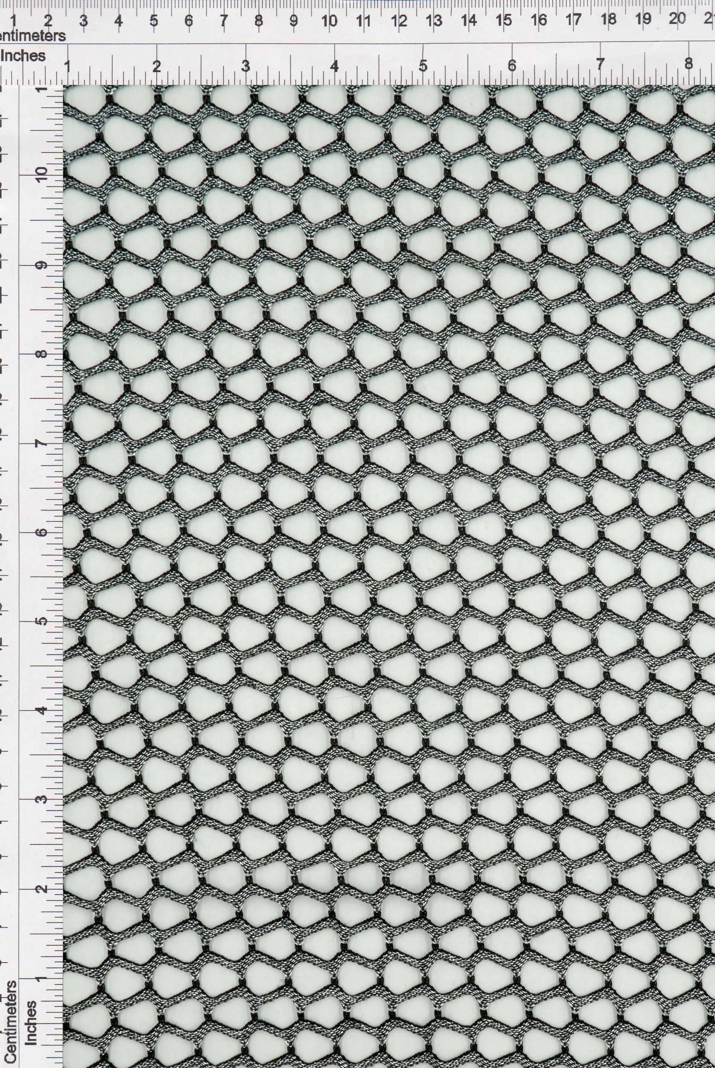 MESH-4467 BLK/SILVER BLACK BLOUSE BODYSUIT CAMI FLOCKING LOUNGEWEAR LUREX MESH NO-PRINT POLYESTER SILVER SOLID SPANDEX STRETCH TOPS TUNICS